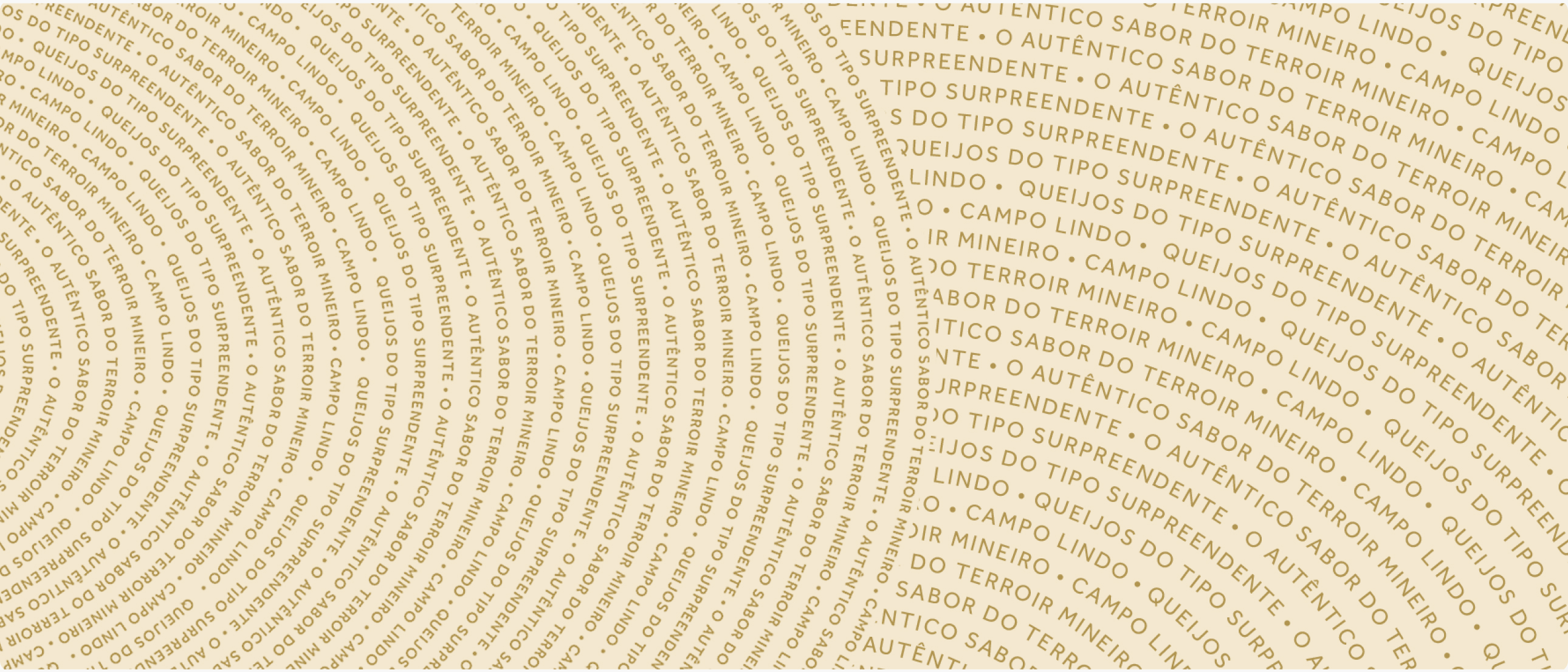 Grafismo da Campo Lindo em linhas concêntricas sobre fundo creme