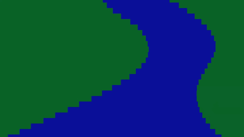 Animação da linguagem visual GINGA: formas em degraus verde e azul