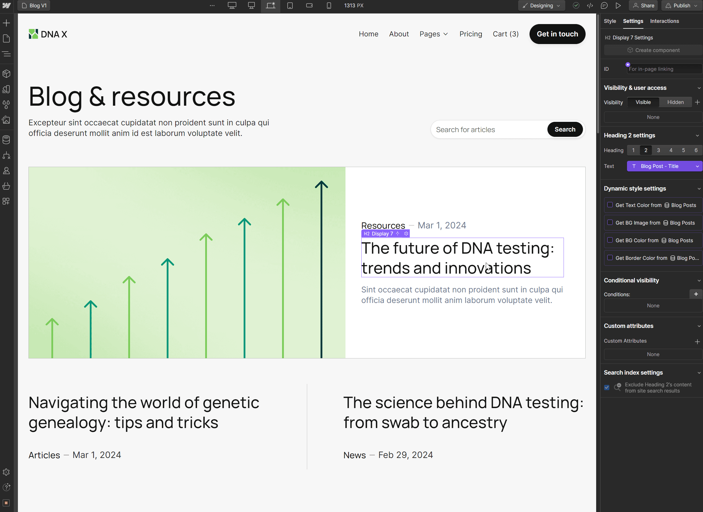 CMS Content - DNA X Webflow Template