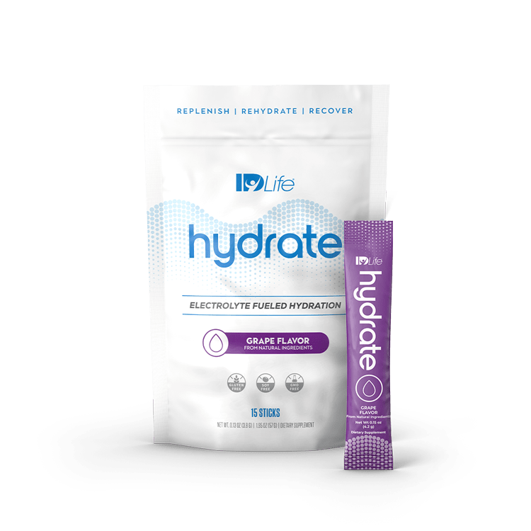 Hydrate Grape bag with a single stick