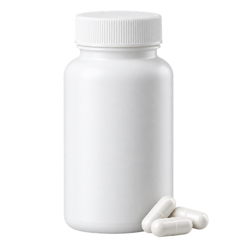 Unbranded capsule bottle with three capsules