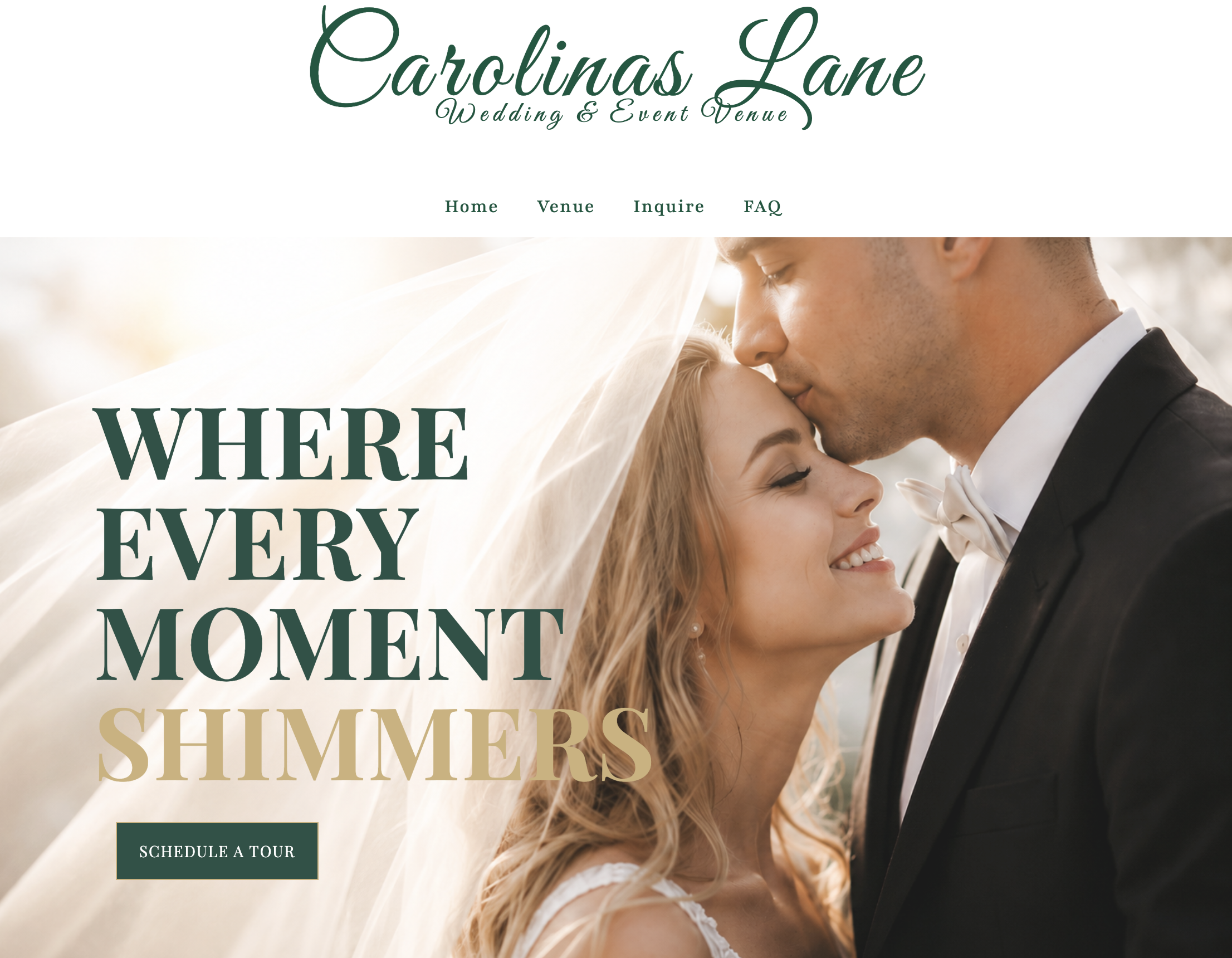 Carolina Lane Venue website design mockup on desktop and mobile screens