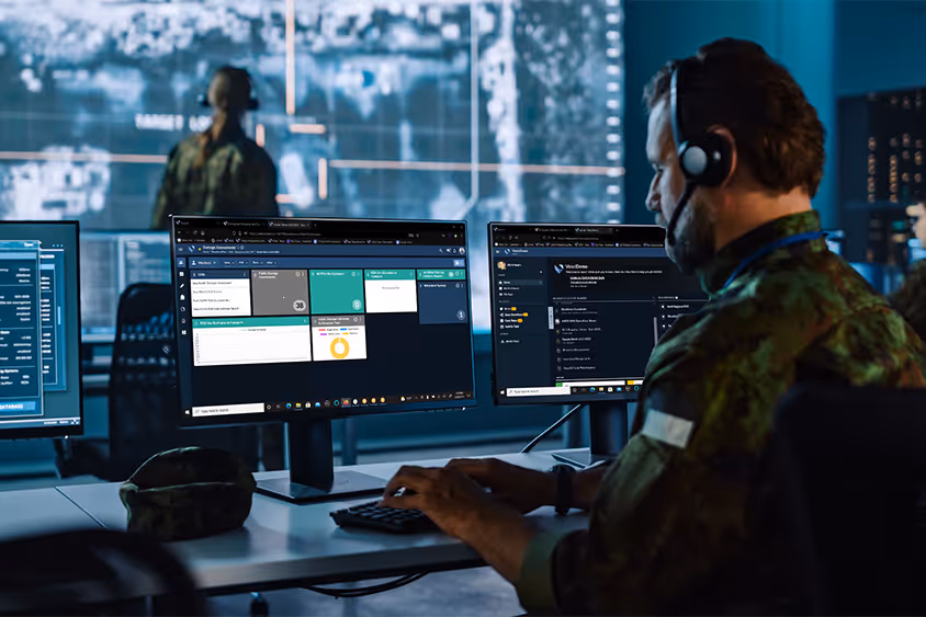 An EOC member uses Veoci during a response.