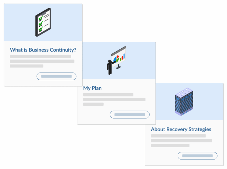 Quick links and buttons to critical business continuity functions.