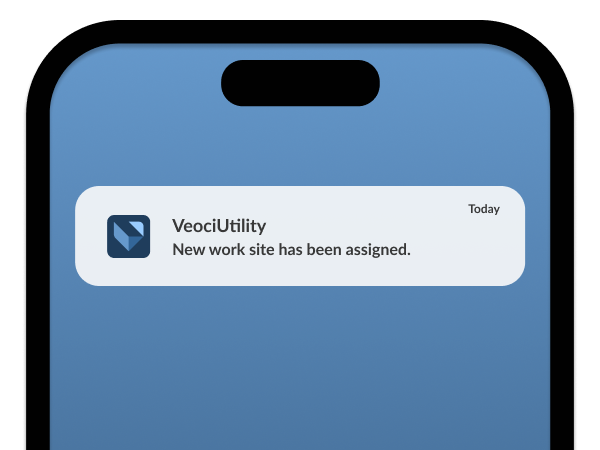 A notification from Veoci on a mobile phone.