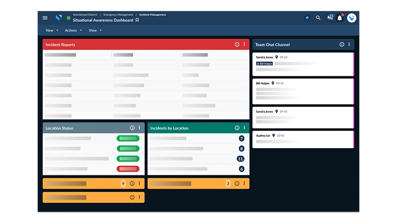 Situational awareness and daily coordination dashboard for operations in a K-12 school district.