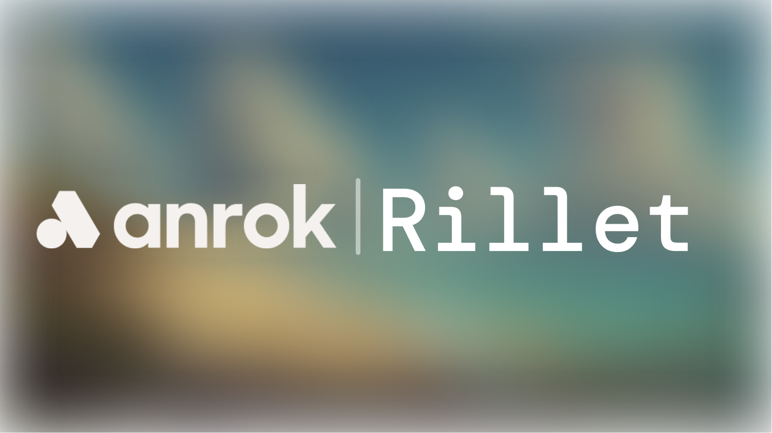 Anrok Rillet logo with stylized geometric icon and text on a blurred background.