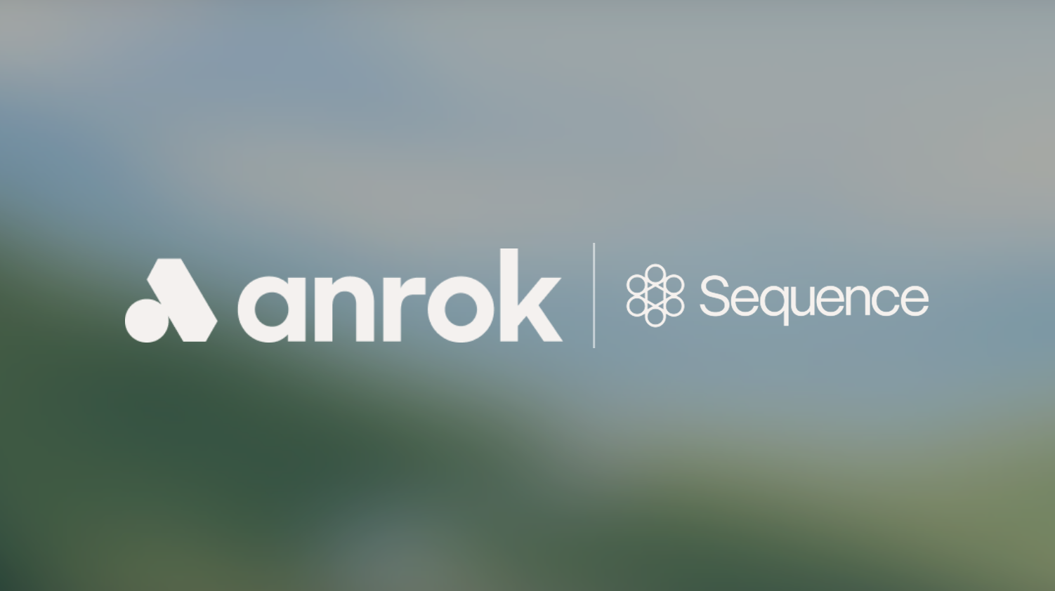 Anrok logo with stylized icon and wordmark next to Sequence logo and icon on a blurred background.