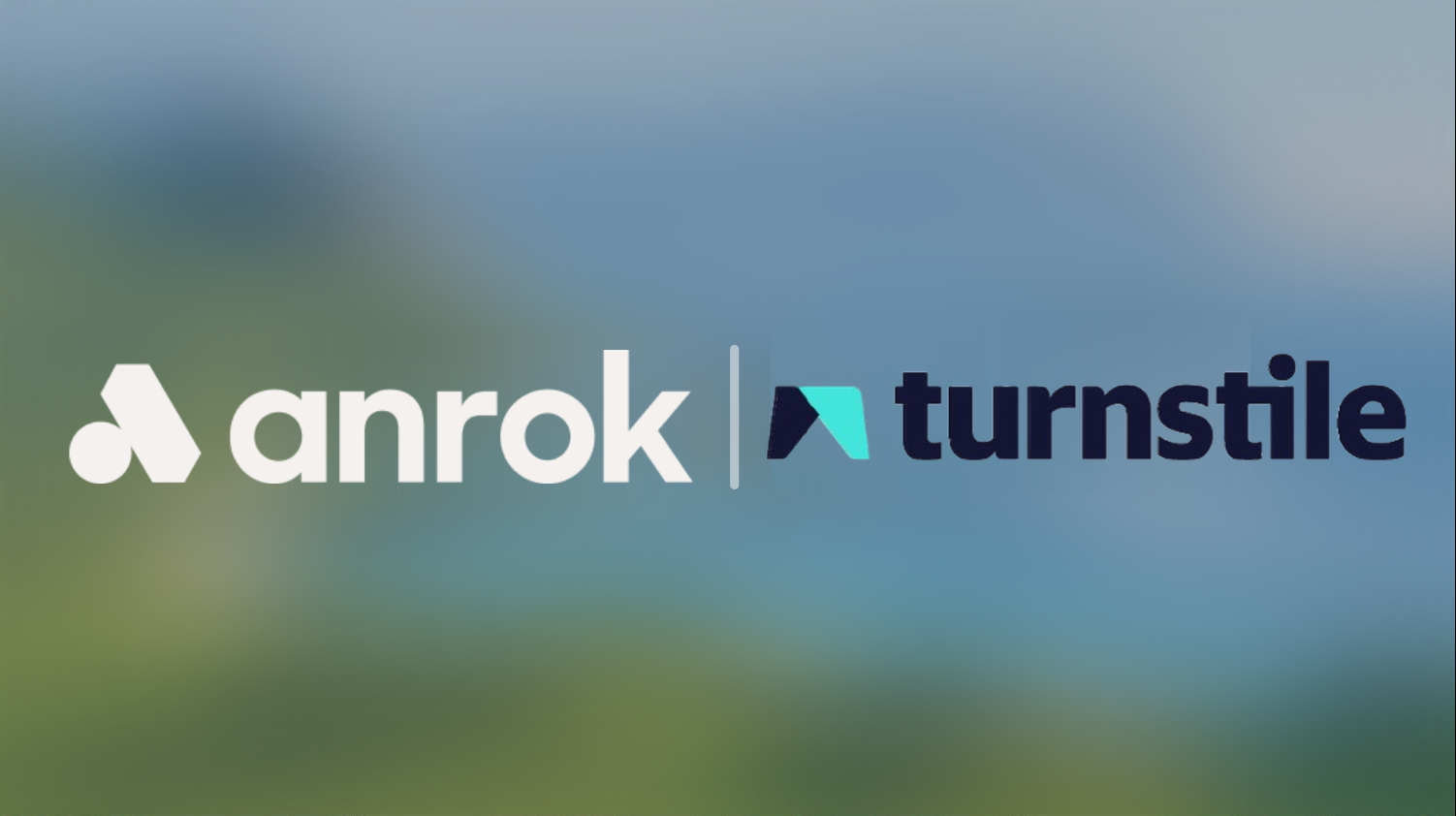 Anrok and Turnstile logos side by side on a blurred outdoor background.