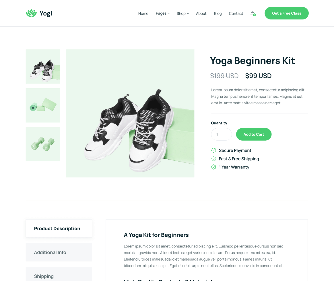 Yogi - Product Single page - Wellness Webflow Template