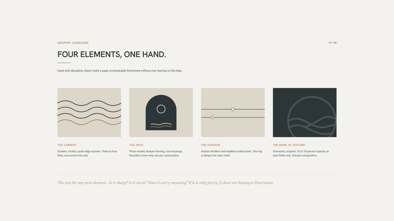 The four elements of the Riverstone graphic language