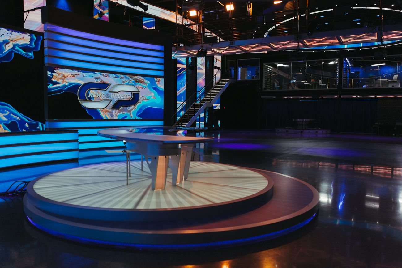 The Plex broadcast studio floor in Fort Worth, Texas