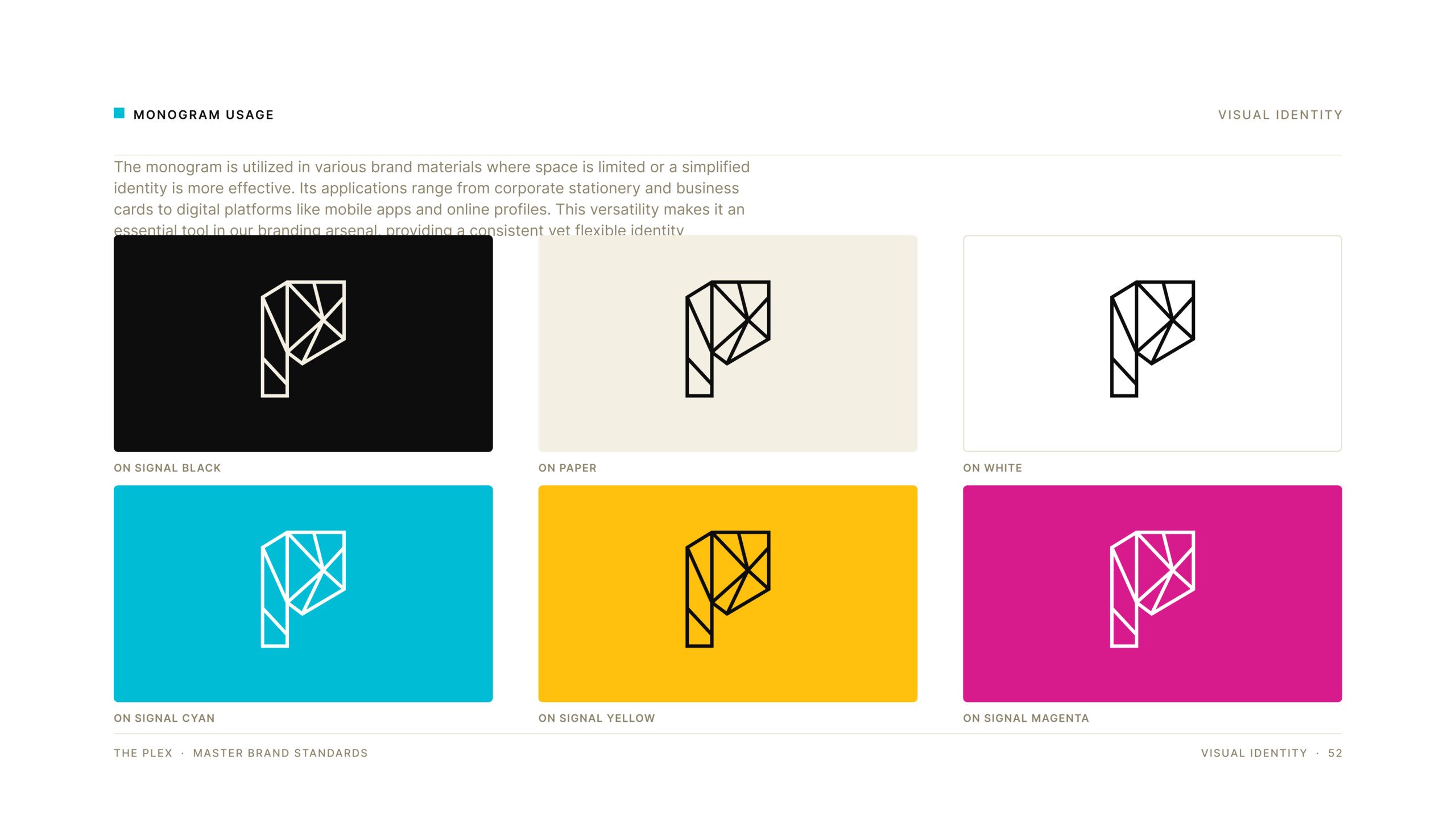 The Plex monogram for small applications, brand identity by Good Word Agency
