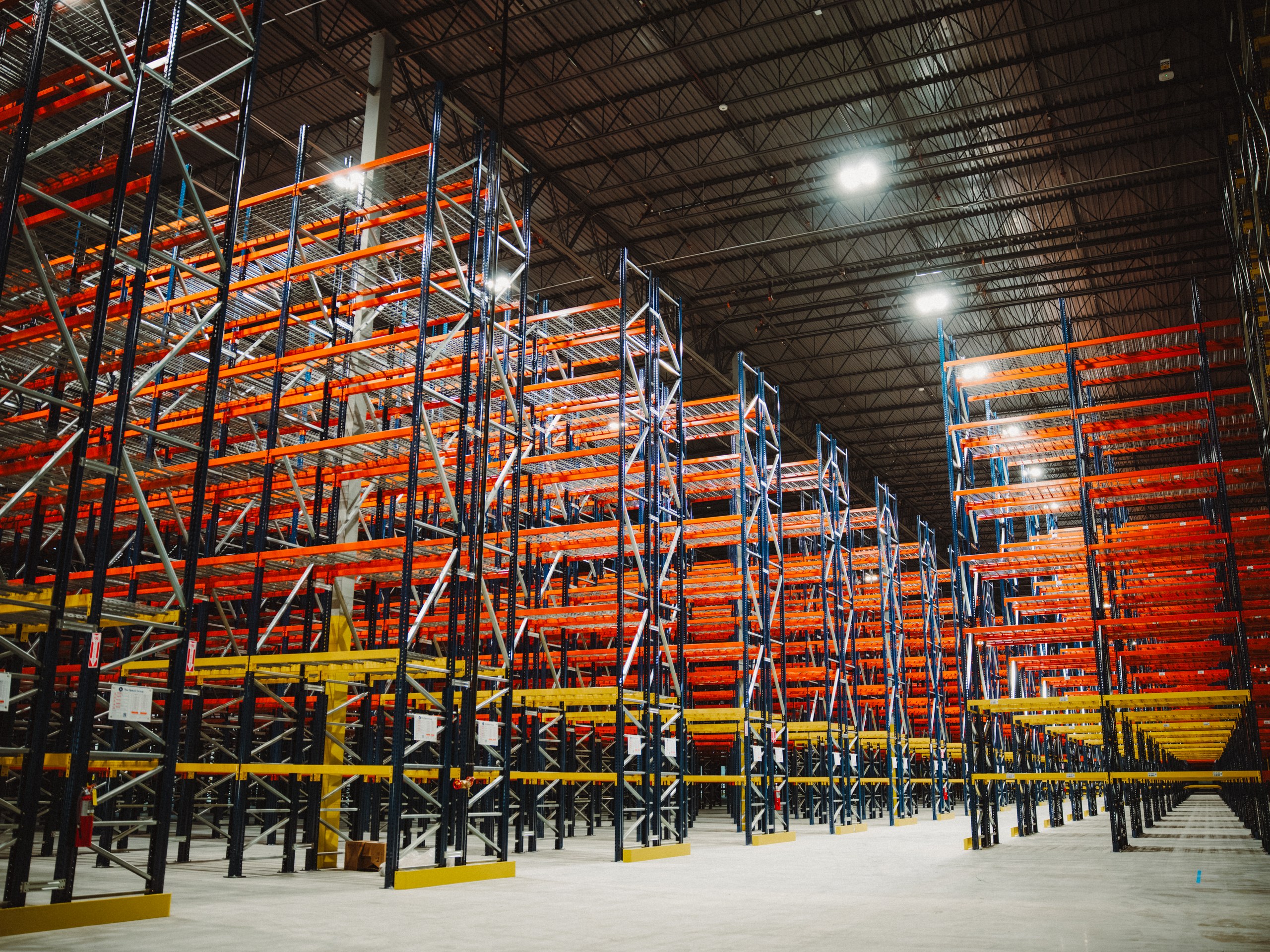Selective pallet racking running the length of a distribution centre
