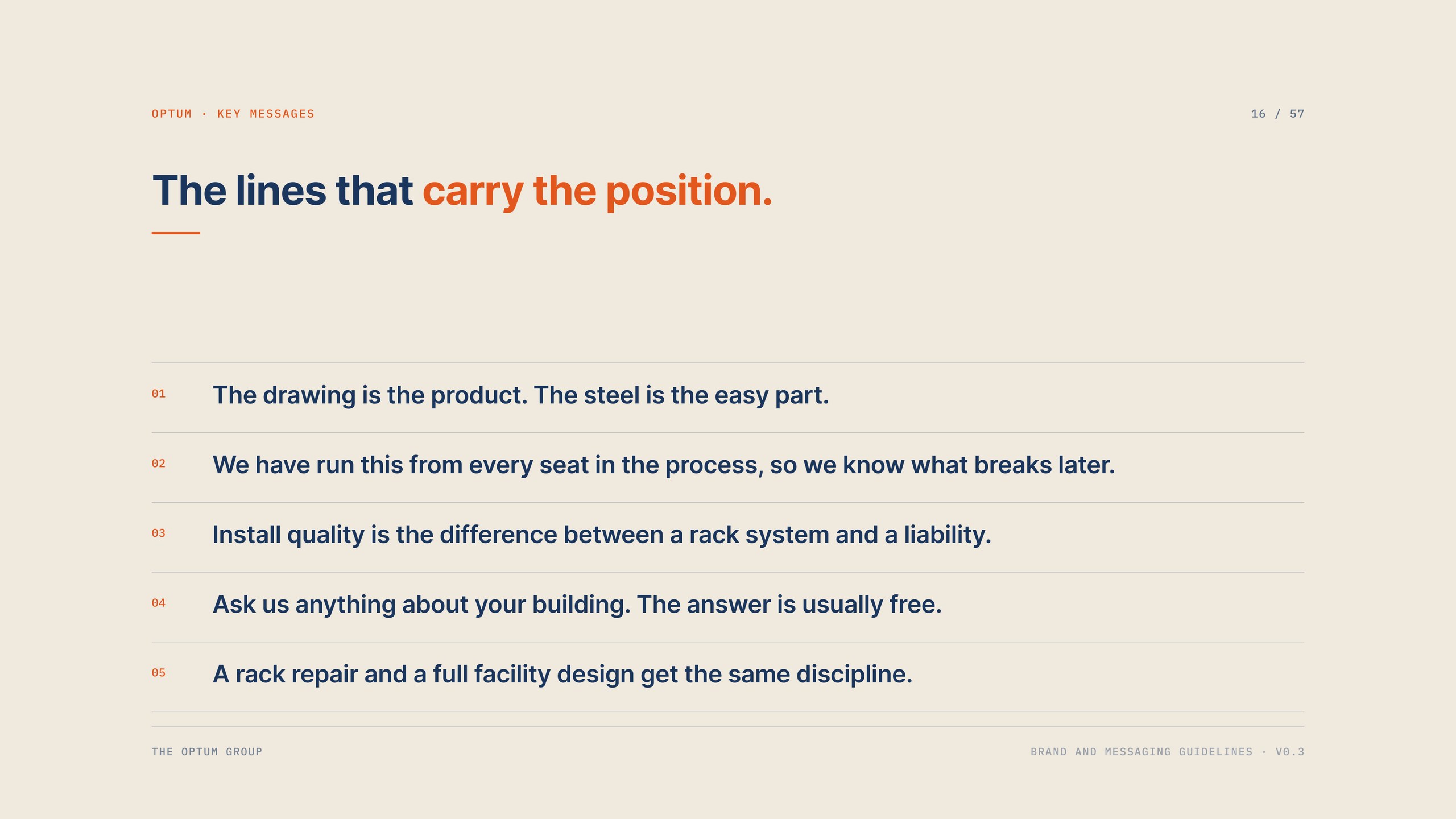 Five key messages for The Optum Group sales and marketing team