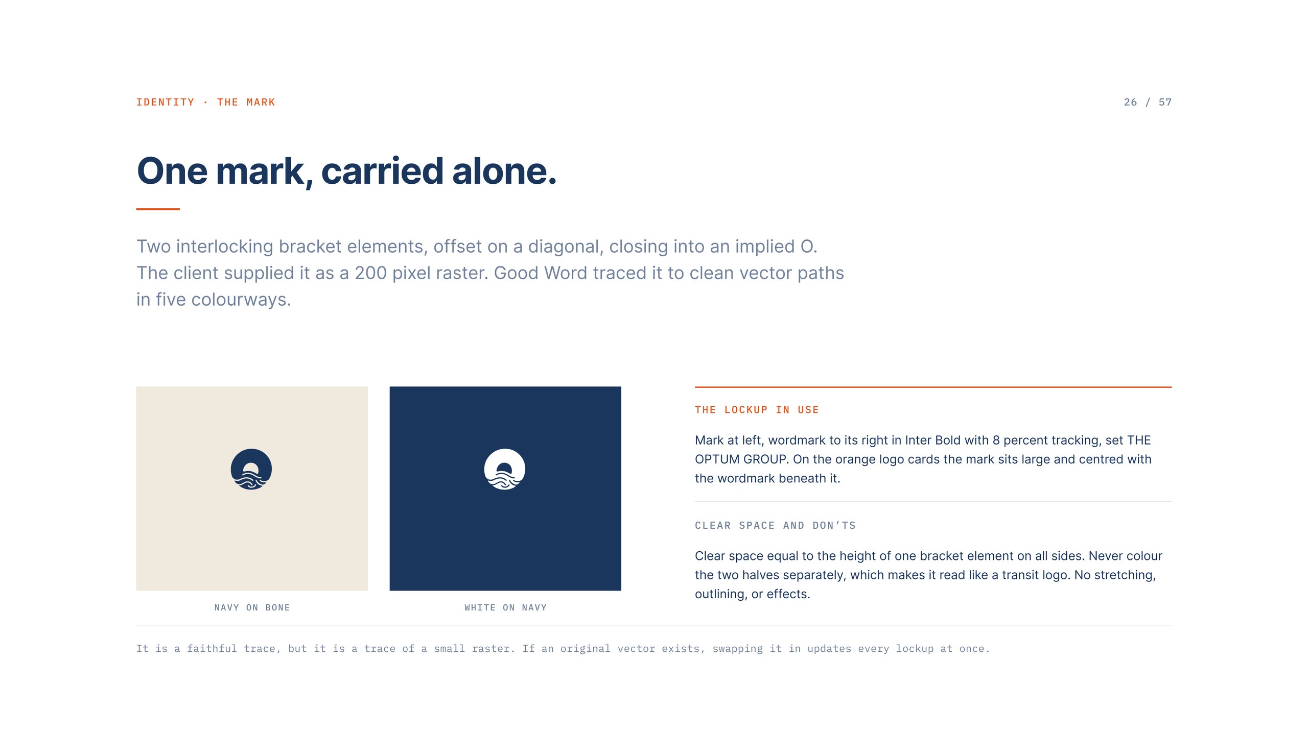 The Optum Group mark, traced to clean vector paths in five colourways by Good Word Agency