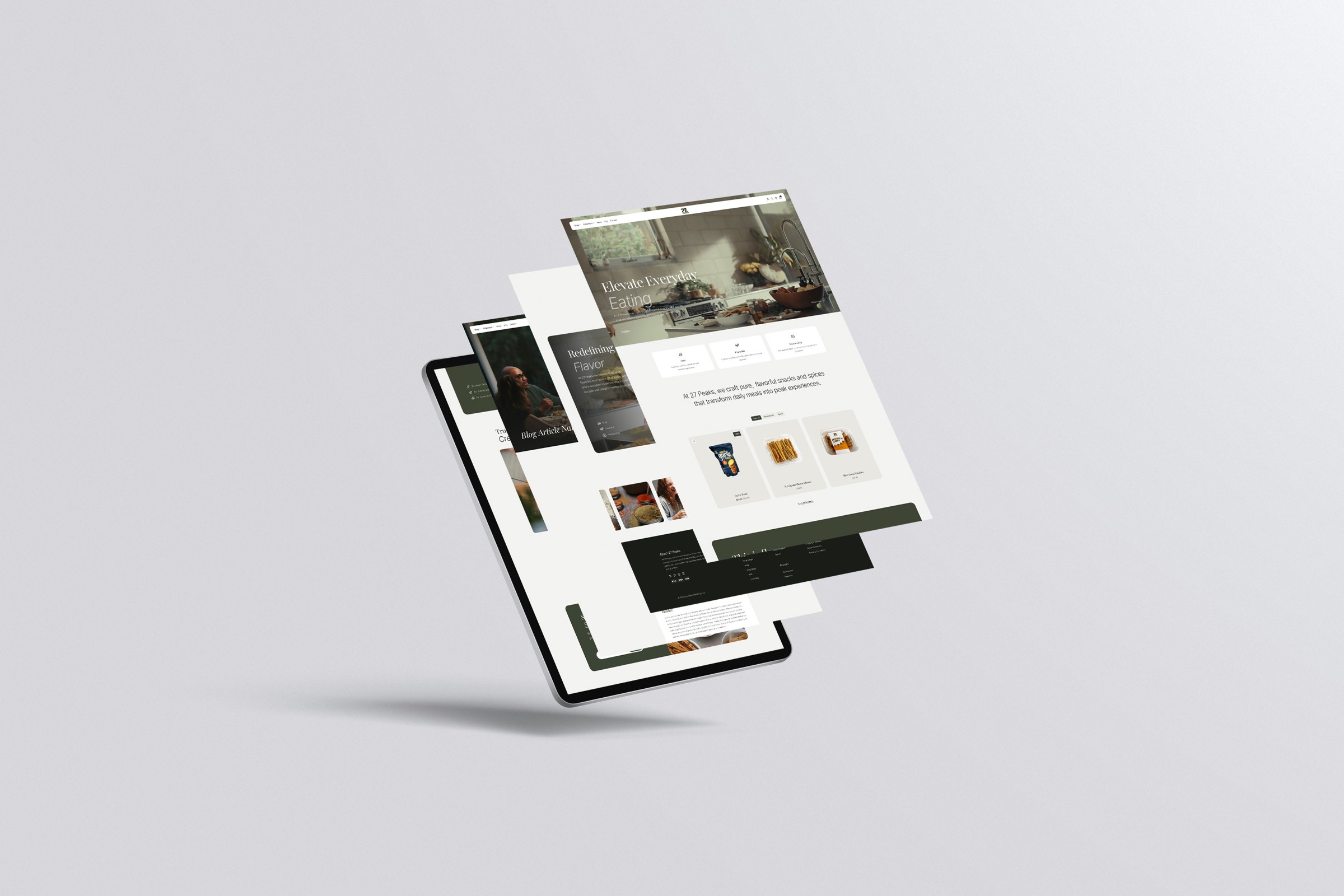 The 27 Peaks website shown across tablet and phone screens