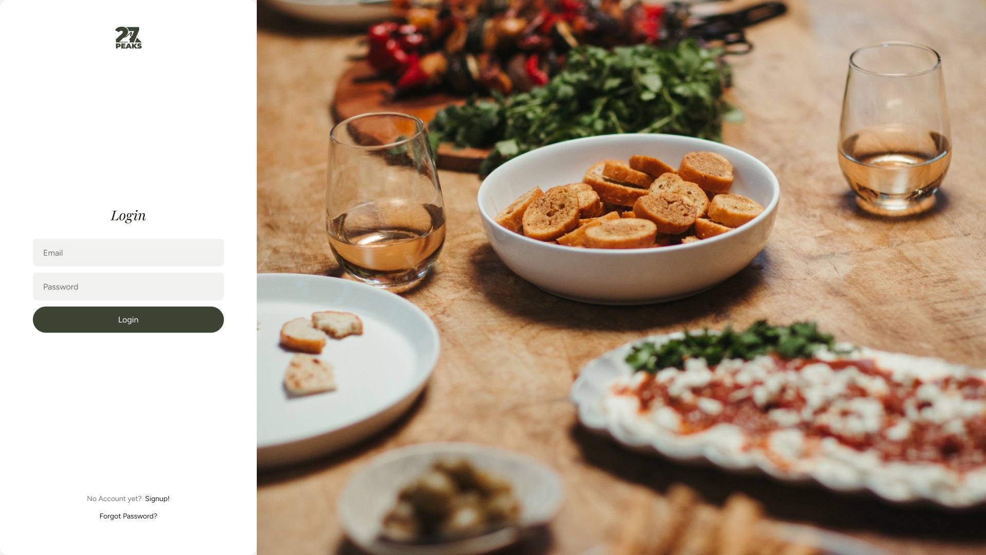 27 Peaks baked snacks styled on a table on the website