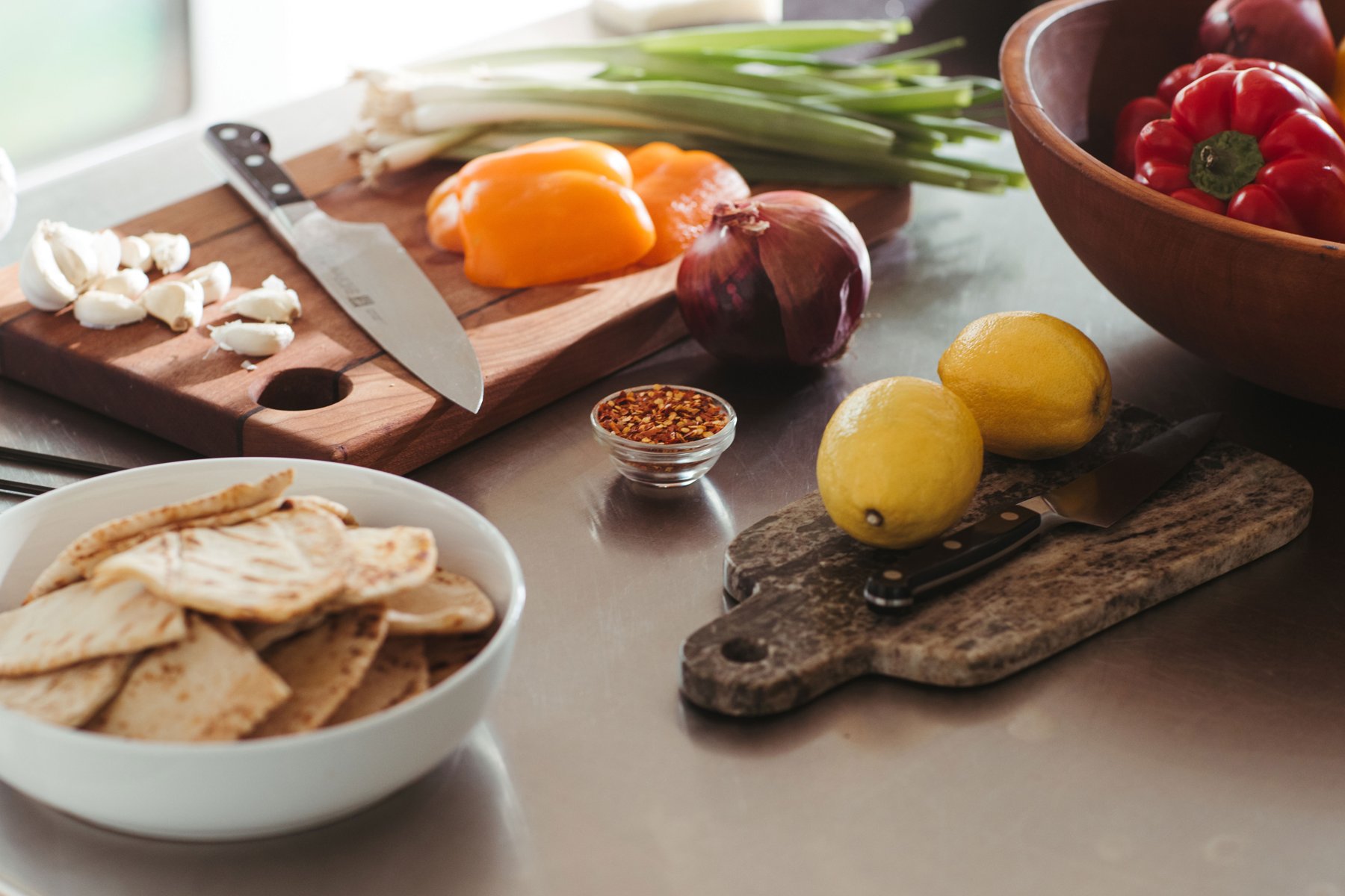 Food styling on set for the 27 Peaks brand film