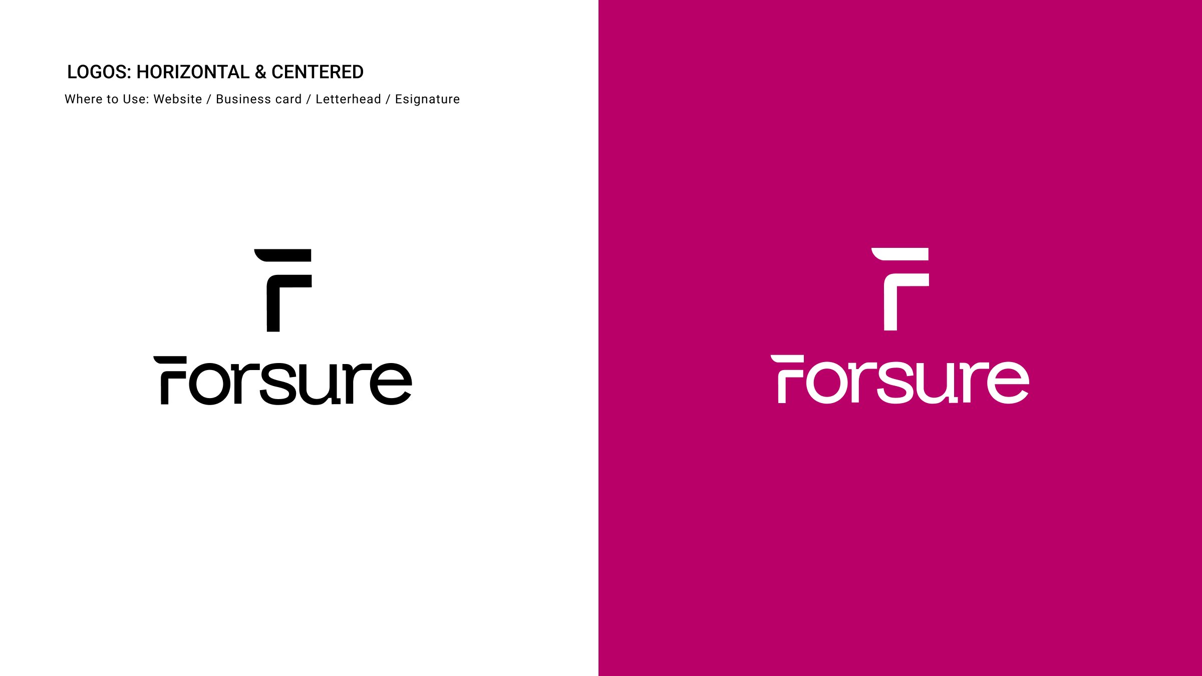 Forsure centred lockup with the F mark above the wordmark