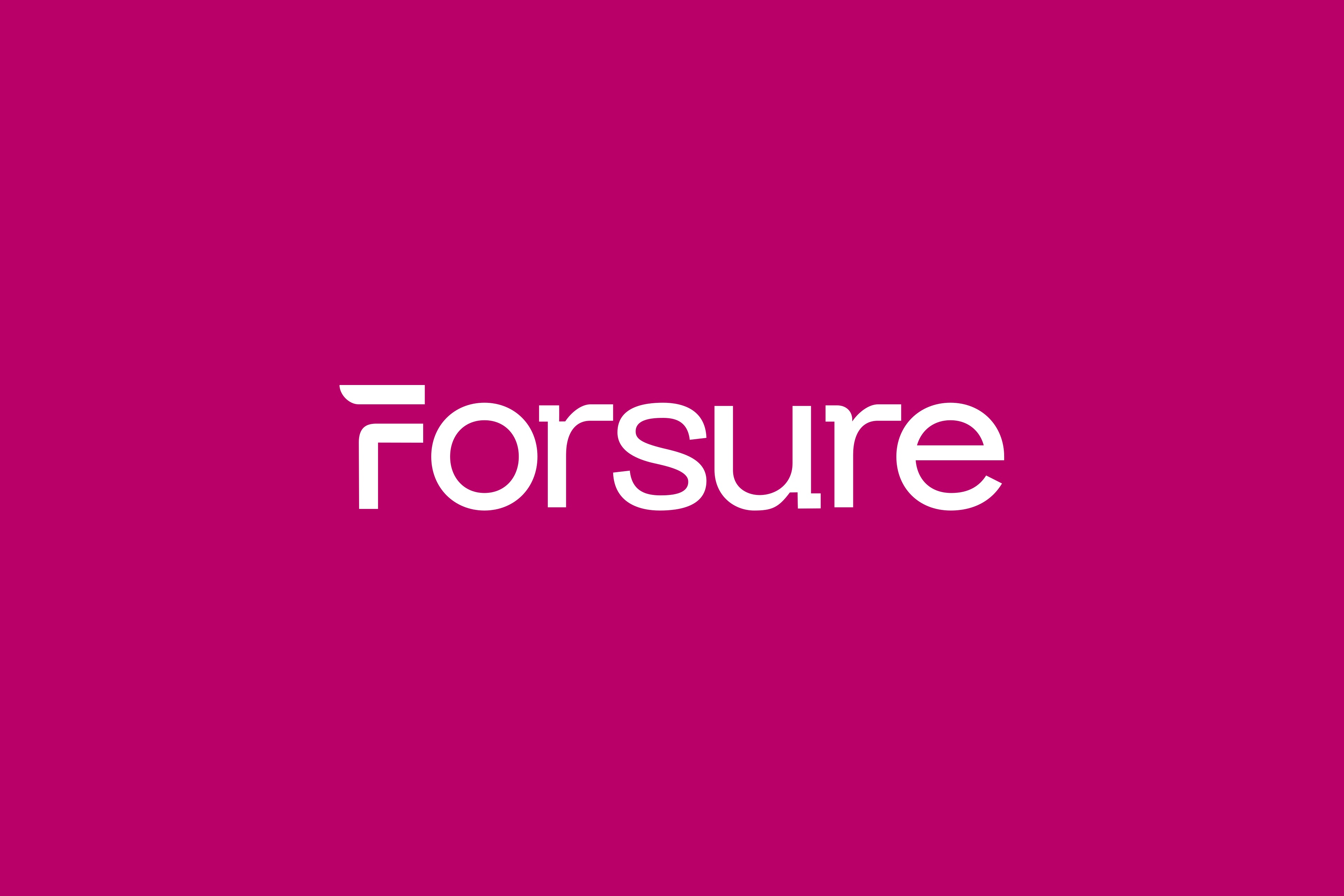 The Forsure wordmark in white on magenta