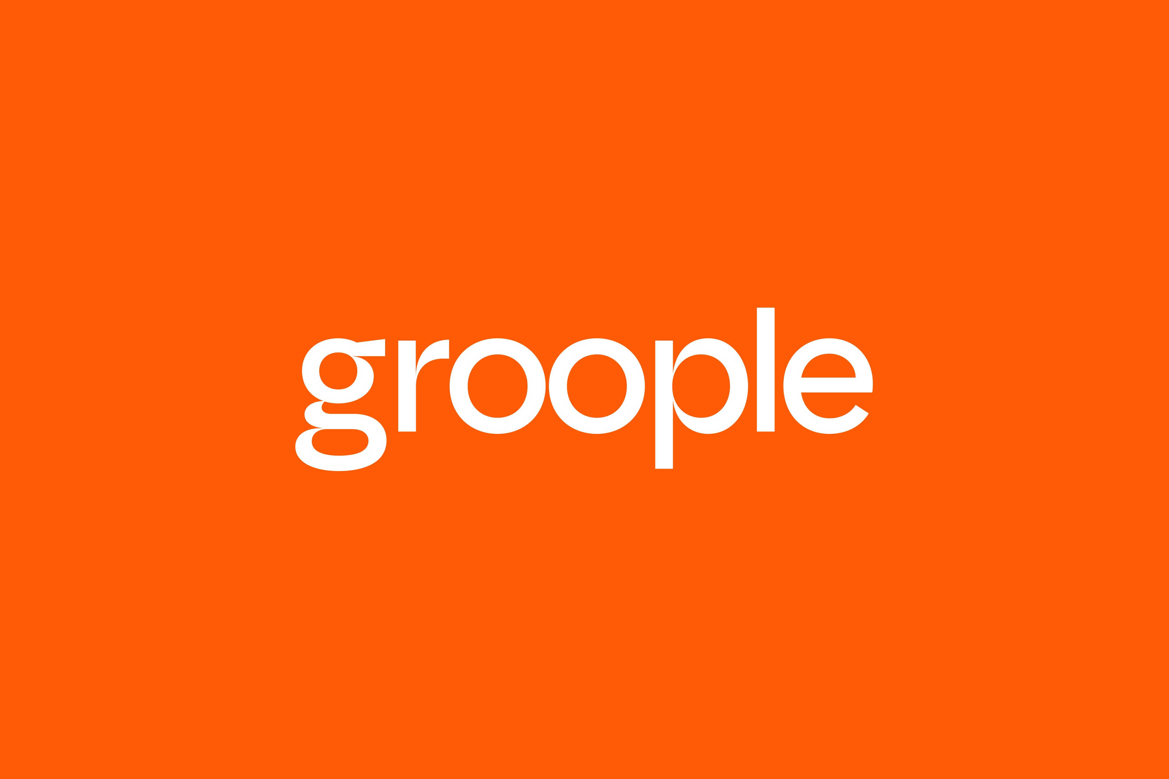 The groople wordmark in white on bright orange