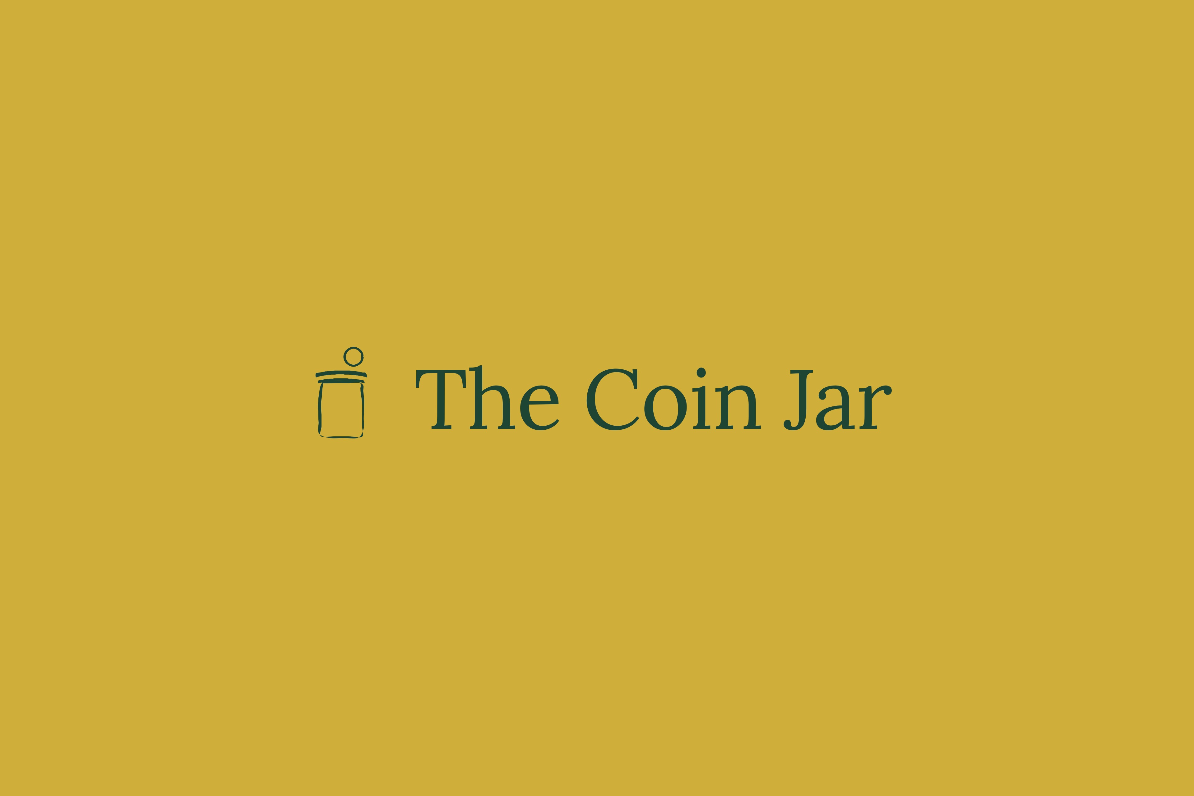 The Coin Jar lockup in ink green on gold