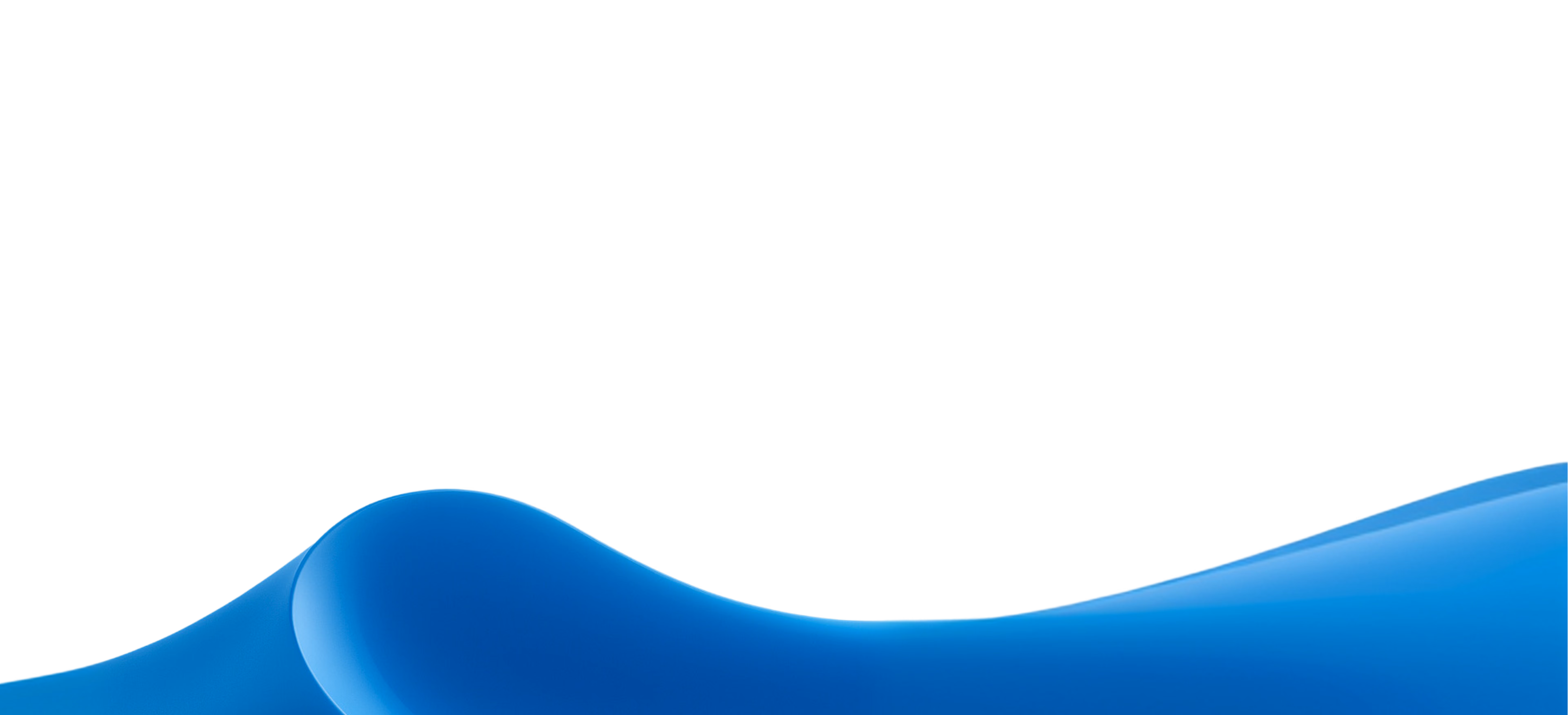 Abstract 3D blue wave-shaped ribbon graphic on a transparent background