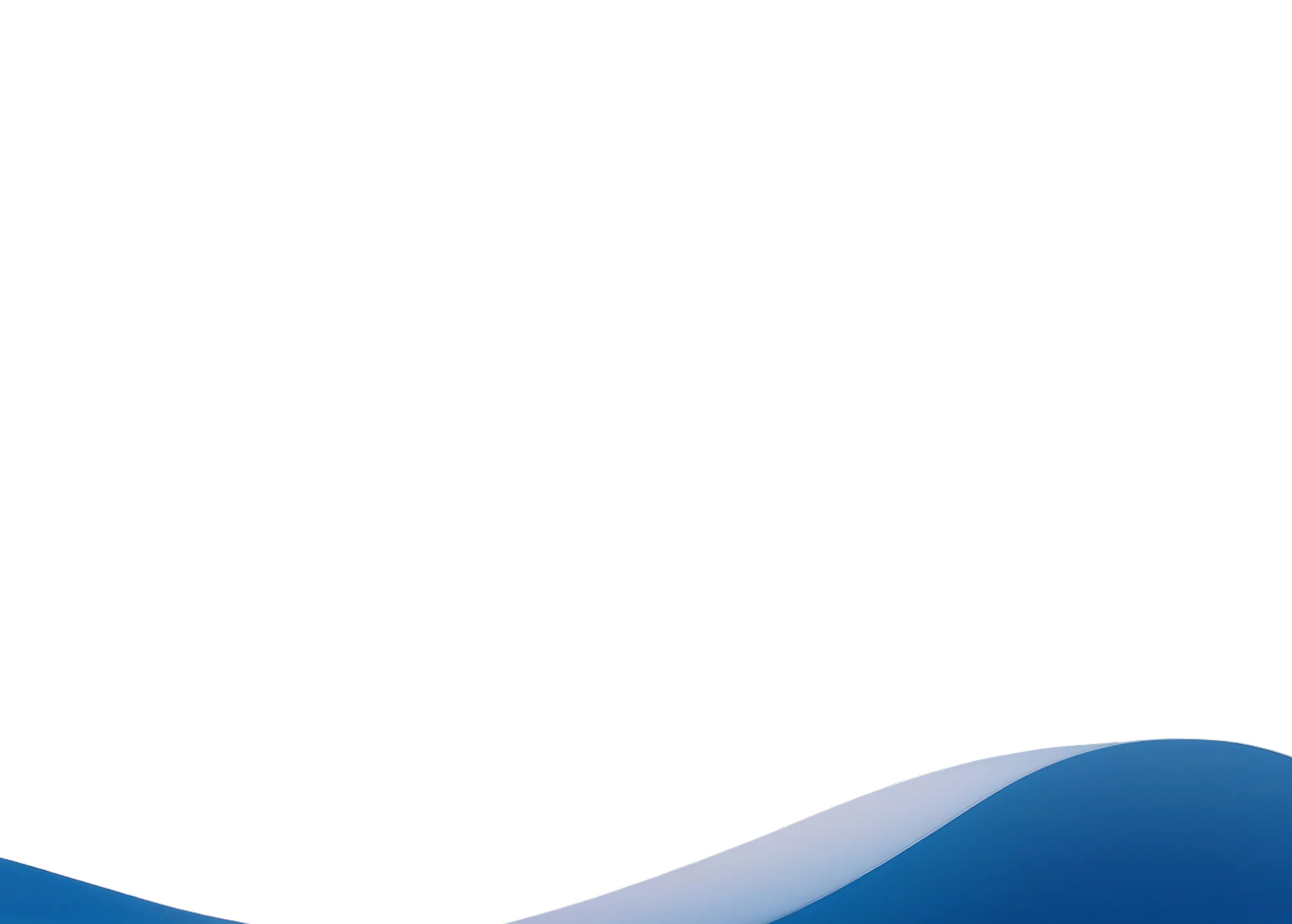 Abstract blue wave-shaped graphic overlay on a white background
