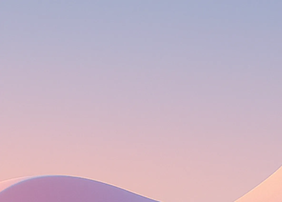 Soft pastel pink-to-purple wave-shaped gradient background.