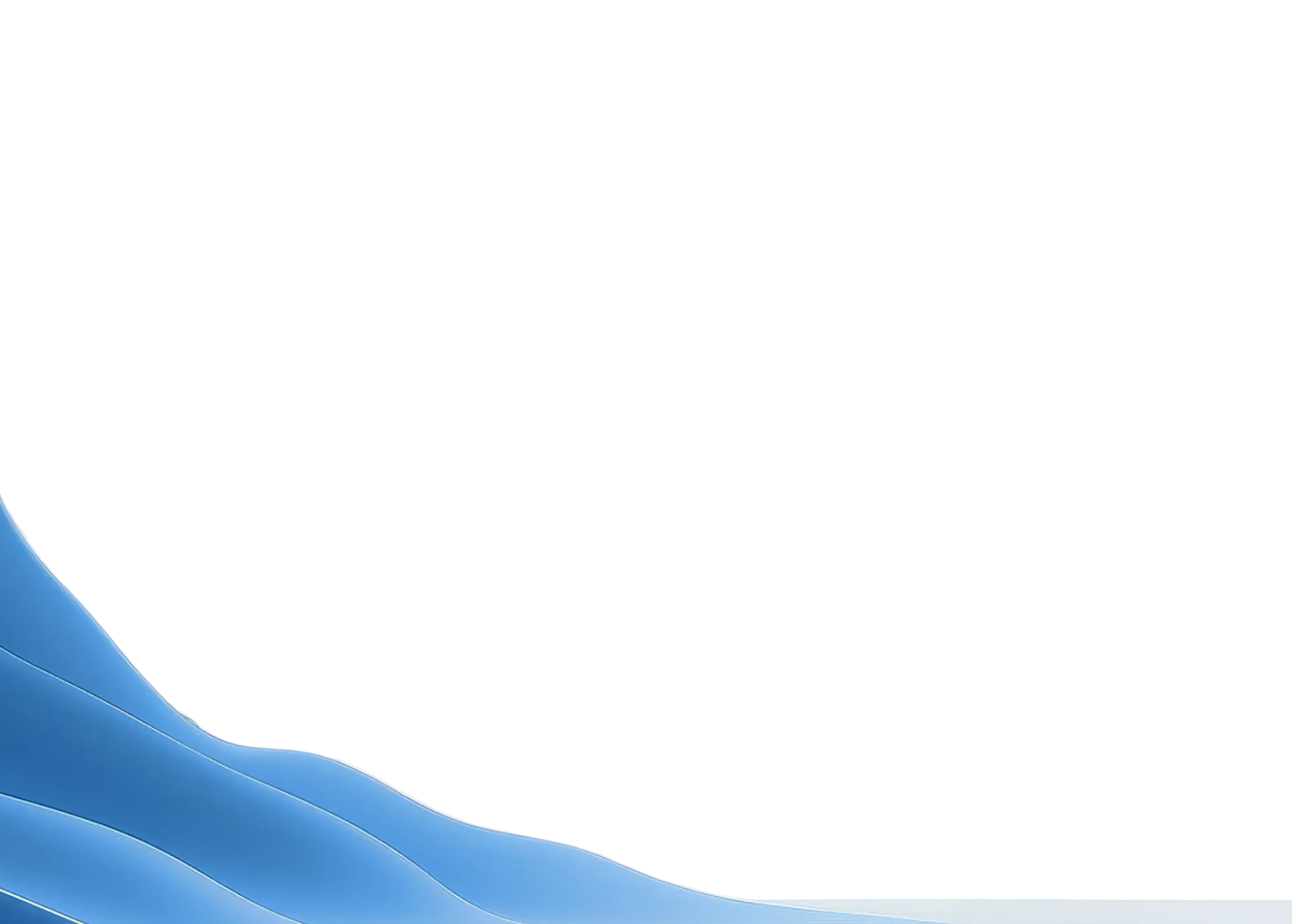 Abstract blue wave-shaped gradient overlay graphic fading to white.