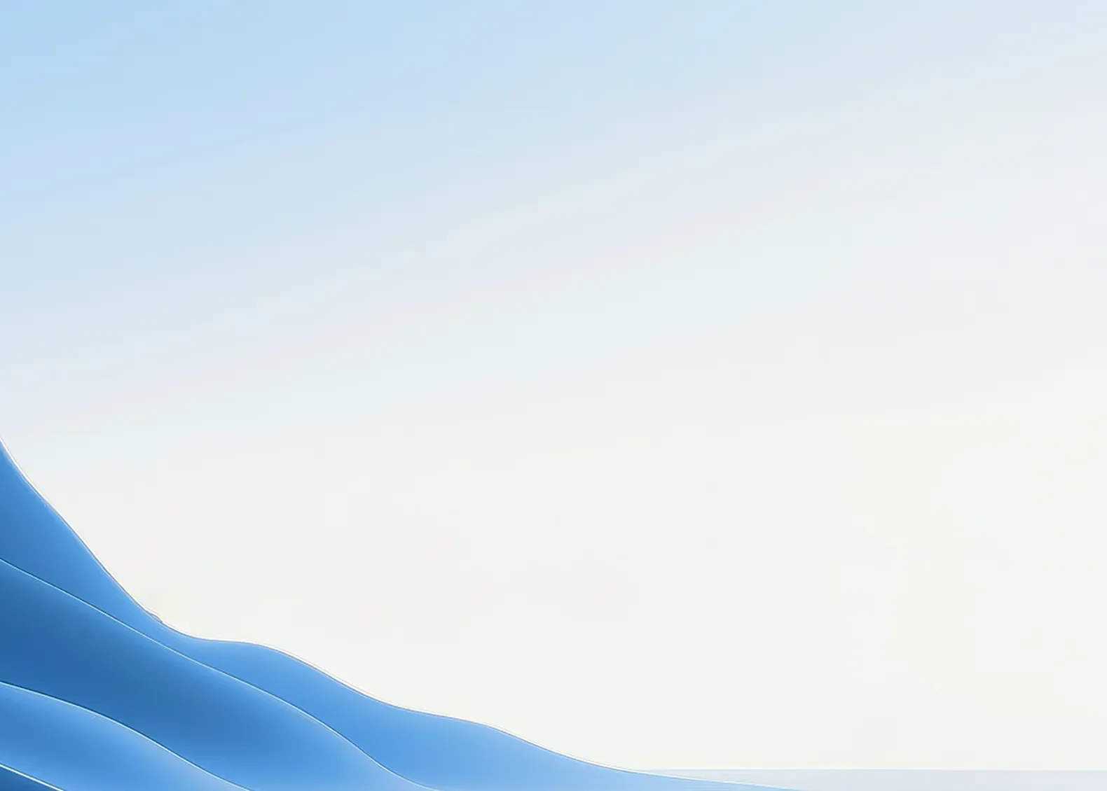 Soft light blue gradient background with a subtle wave silhouette near the bottom edge.