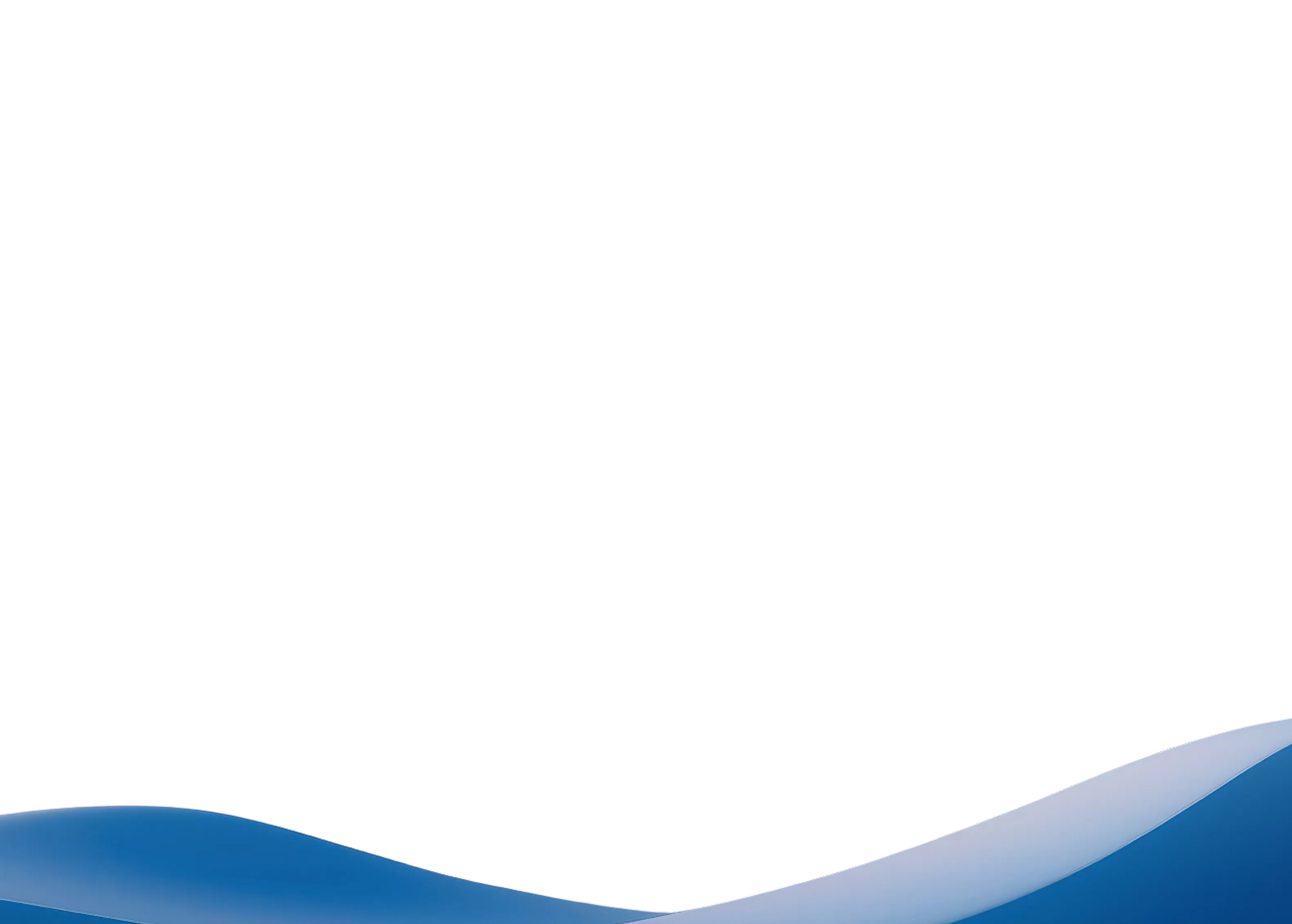 Abstract blue wave-shaped graphic overlay on a white background.