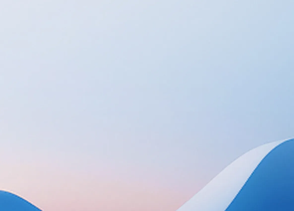Soft pastel blue and pink wave-shaped gradient background.
