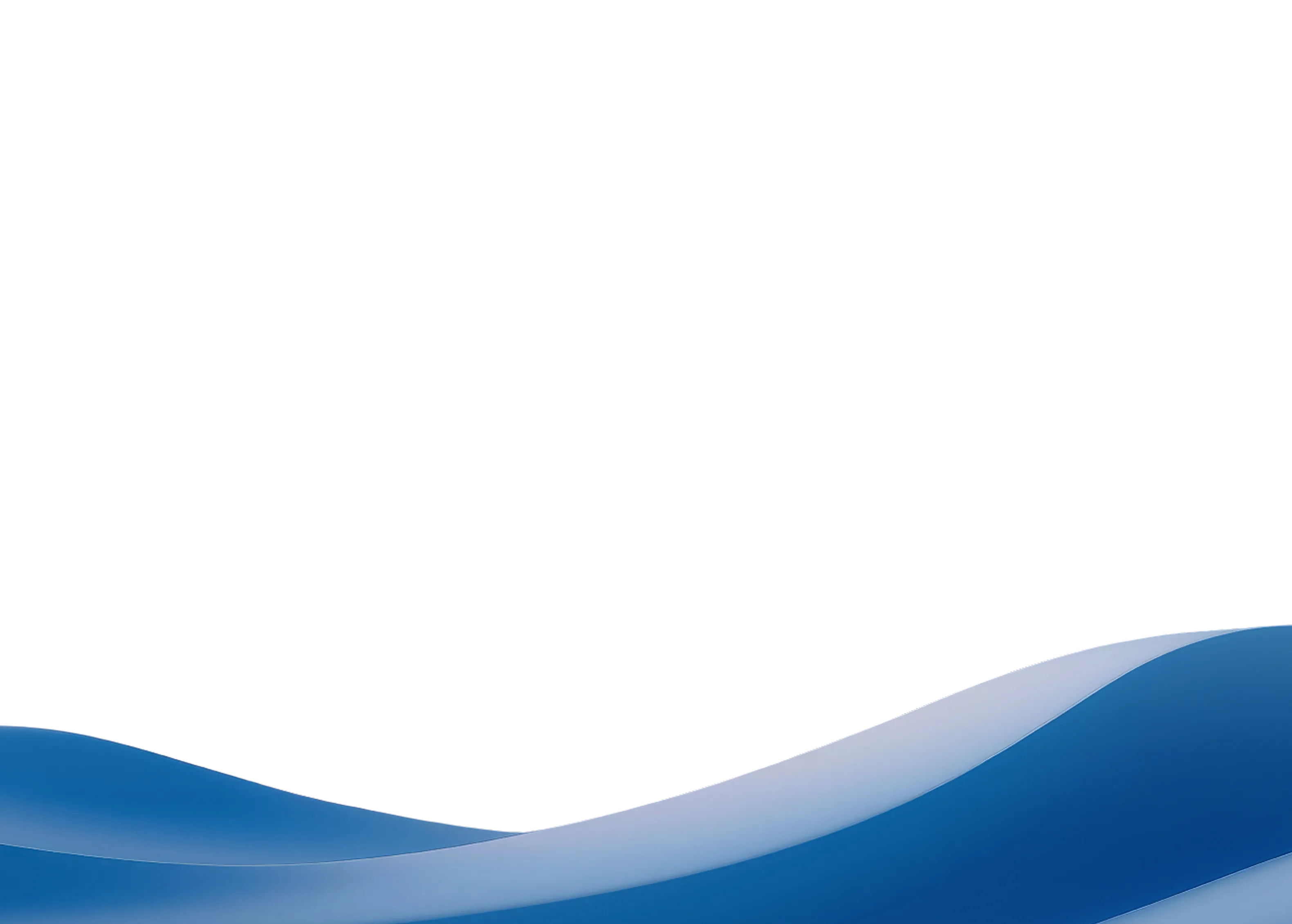 Abstract blue wave-shaped graphic overlay on a white background
