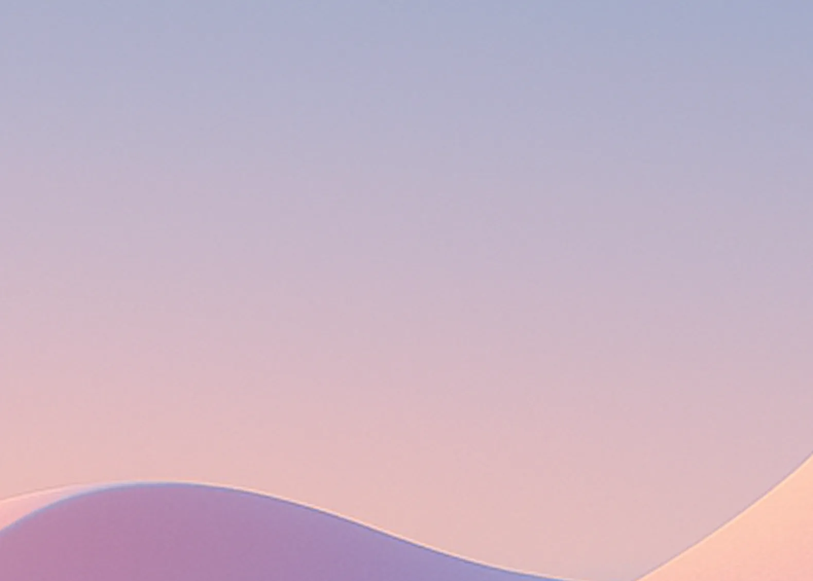 Soft sunset-toned gradient background in pink, purple, and orange with a wave shape.
