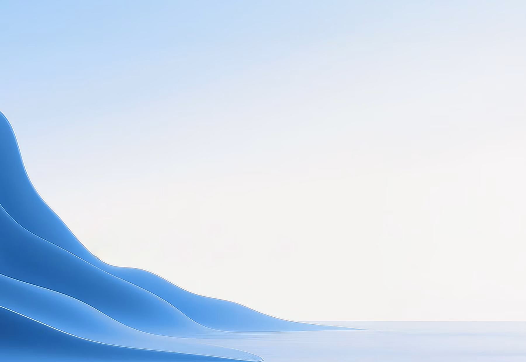 Soft pale blue gradient background with a subtle wave shape in the bottom-left corner, a slightly steeper curve.