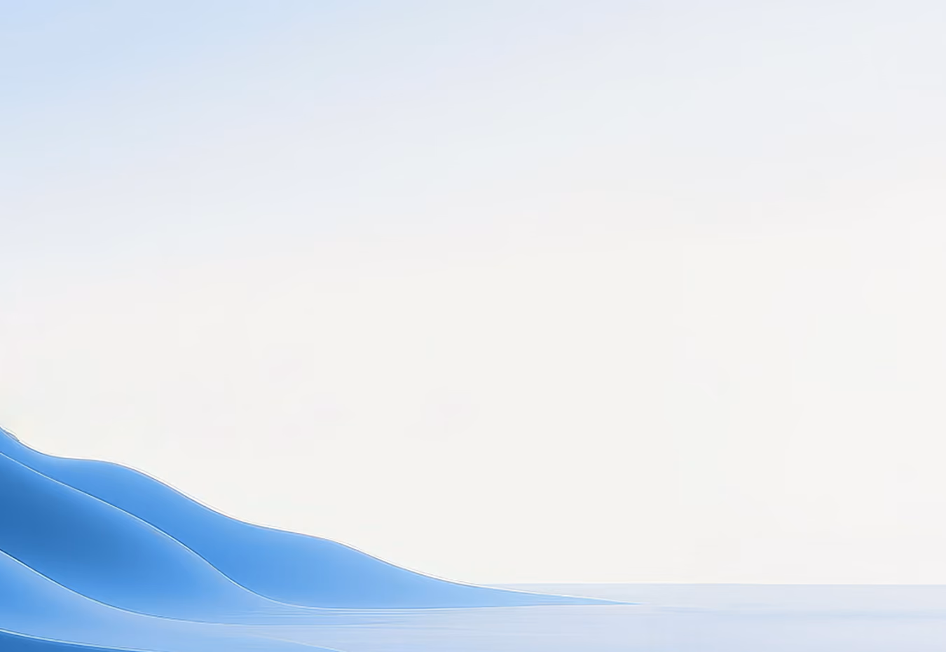 Soft pale blue gradient background with a subtle wave shape in the bottom-left corner.