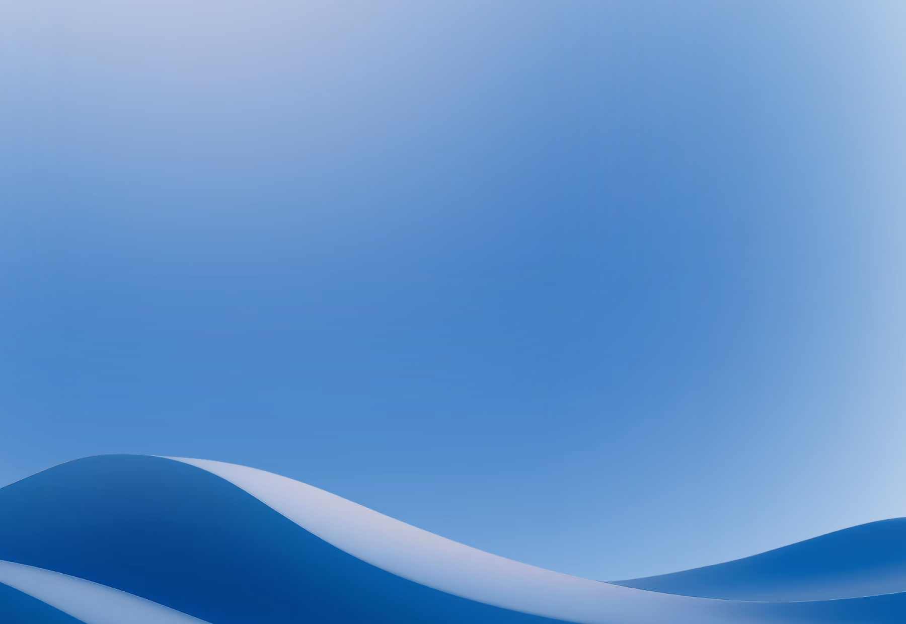 Blue gradient background lightening toward the top with a white wave shape along the bottom.