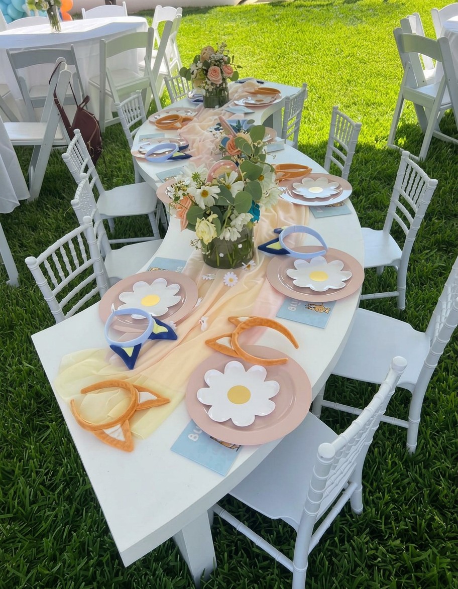 Bluey themed kids table decor