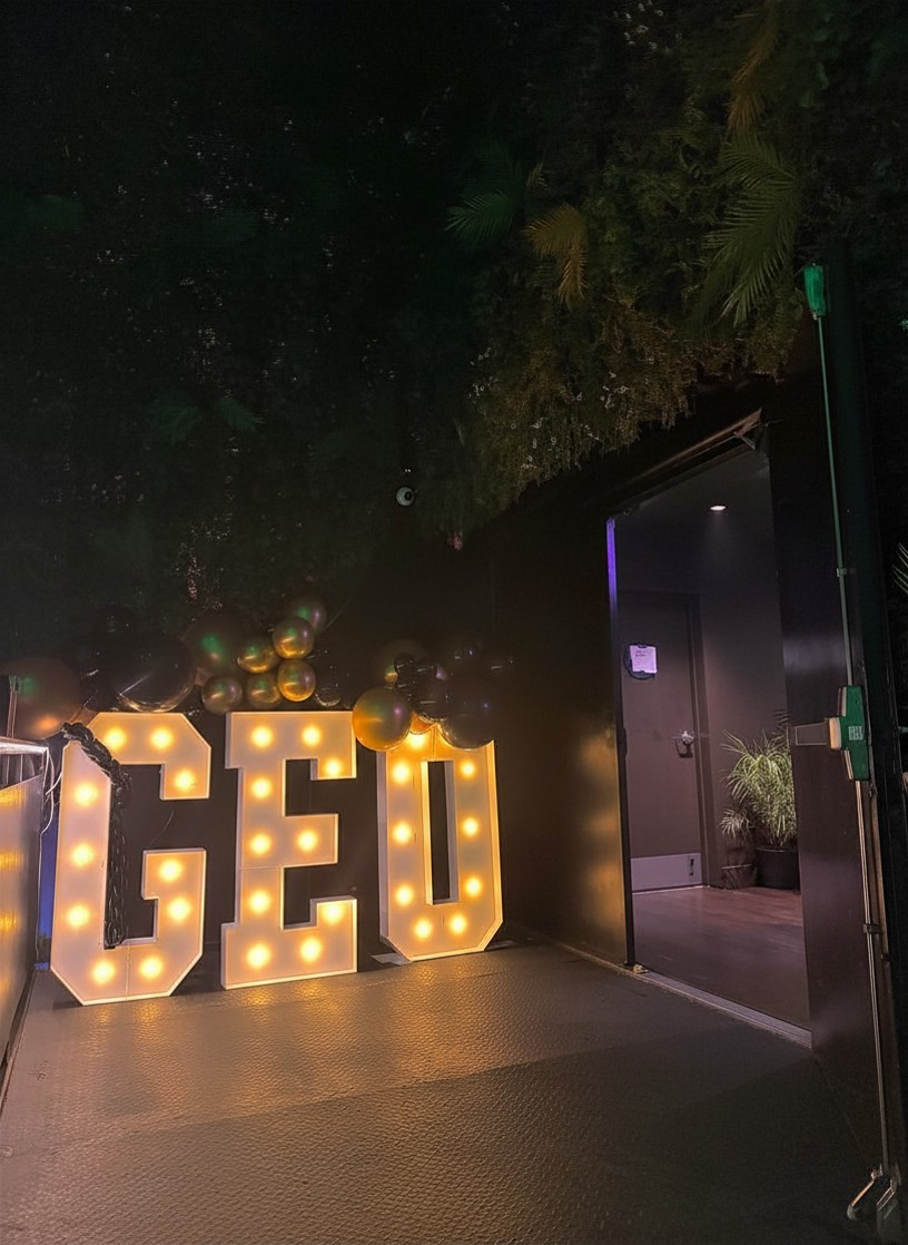GEO marquee letters