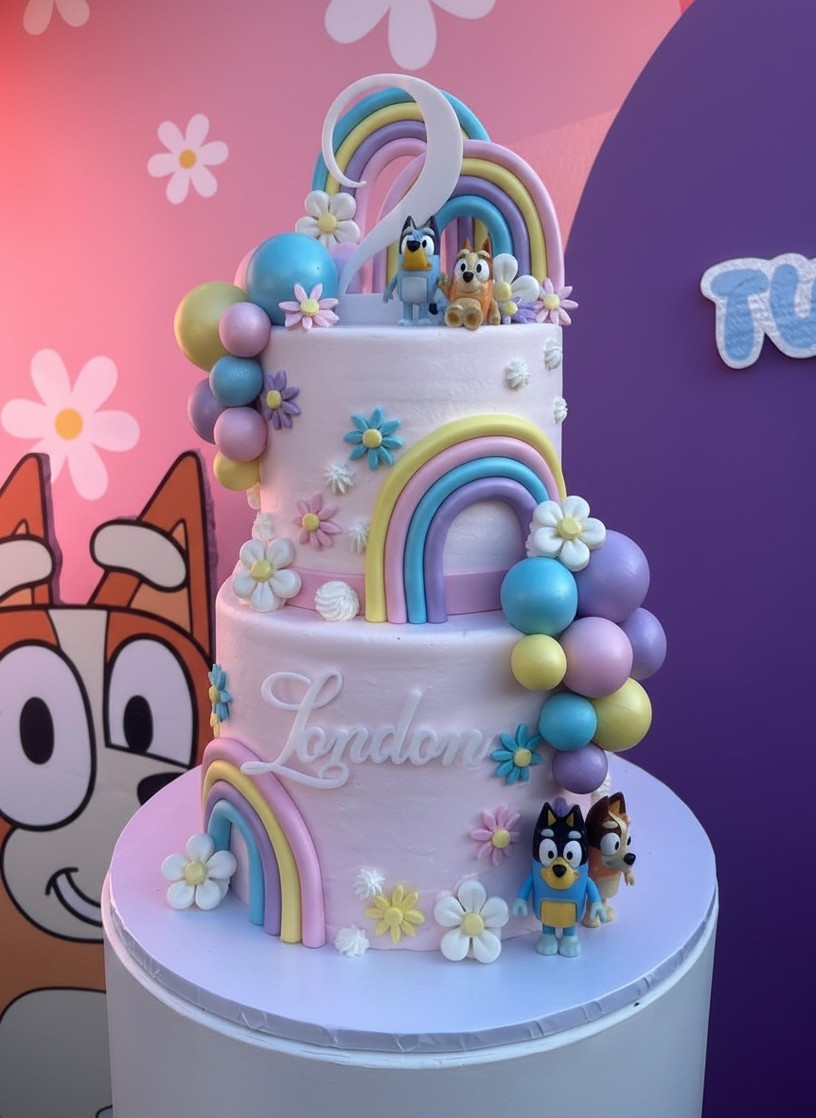 Custom themed birthday cake and cake stand