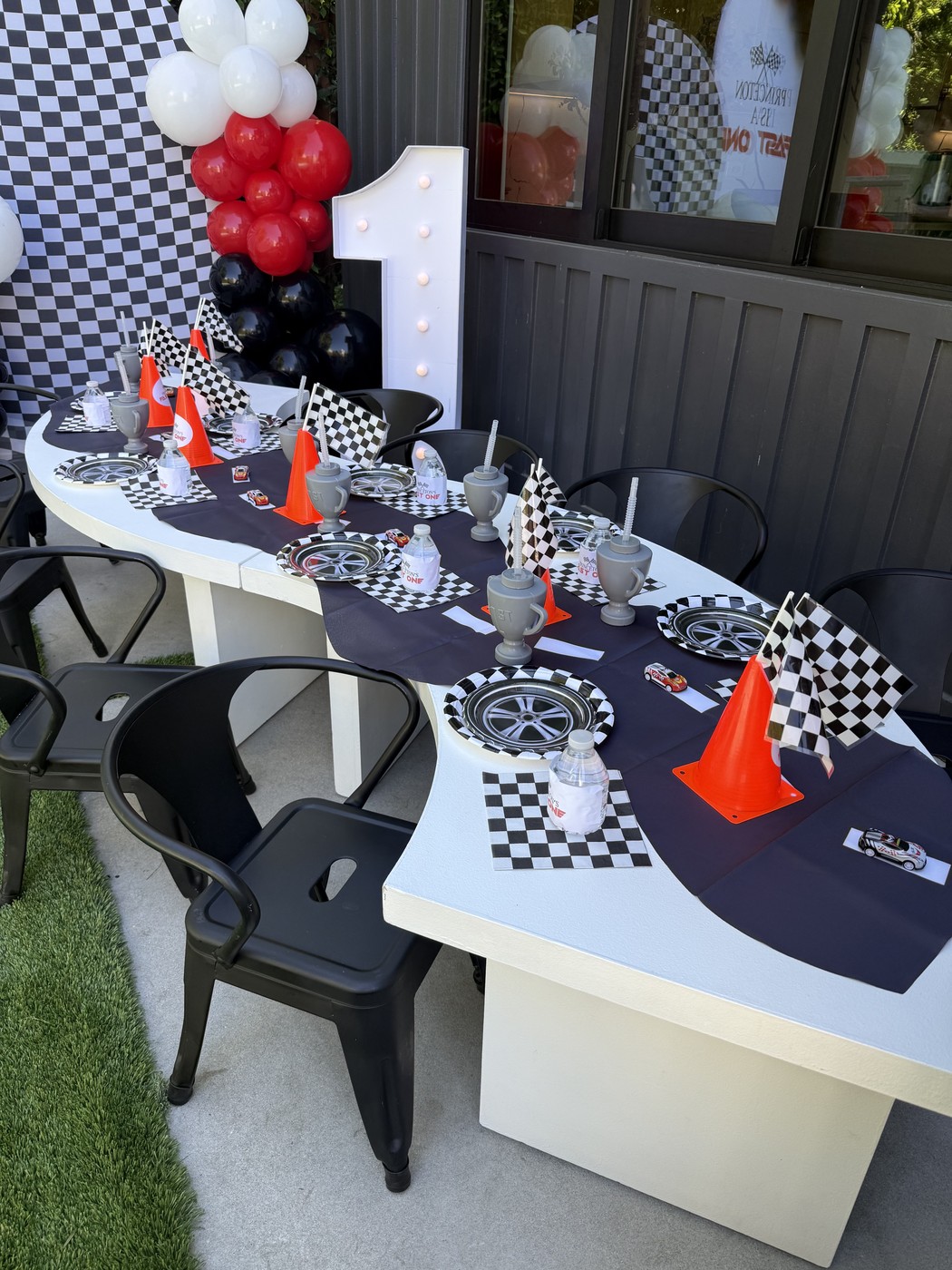 Racing themed table setup