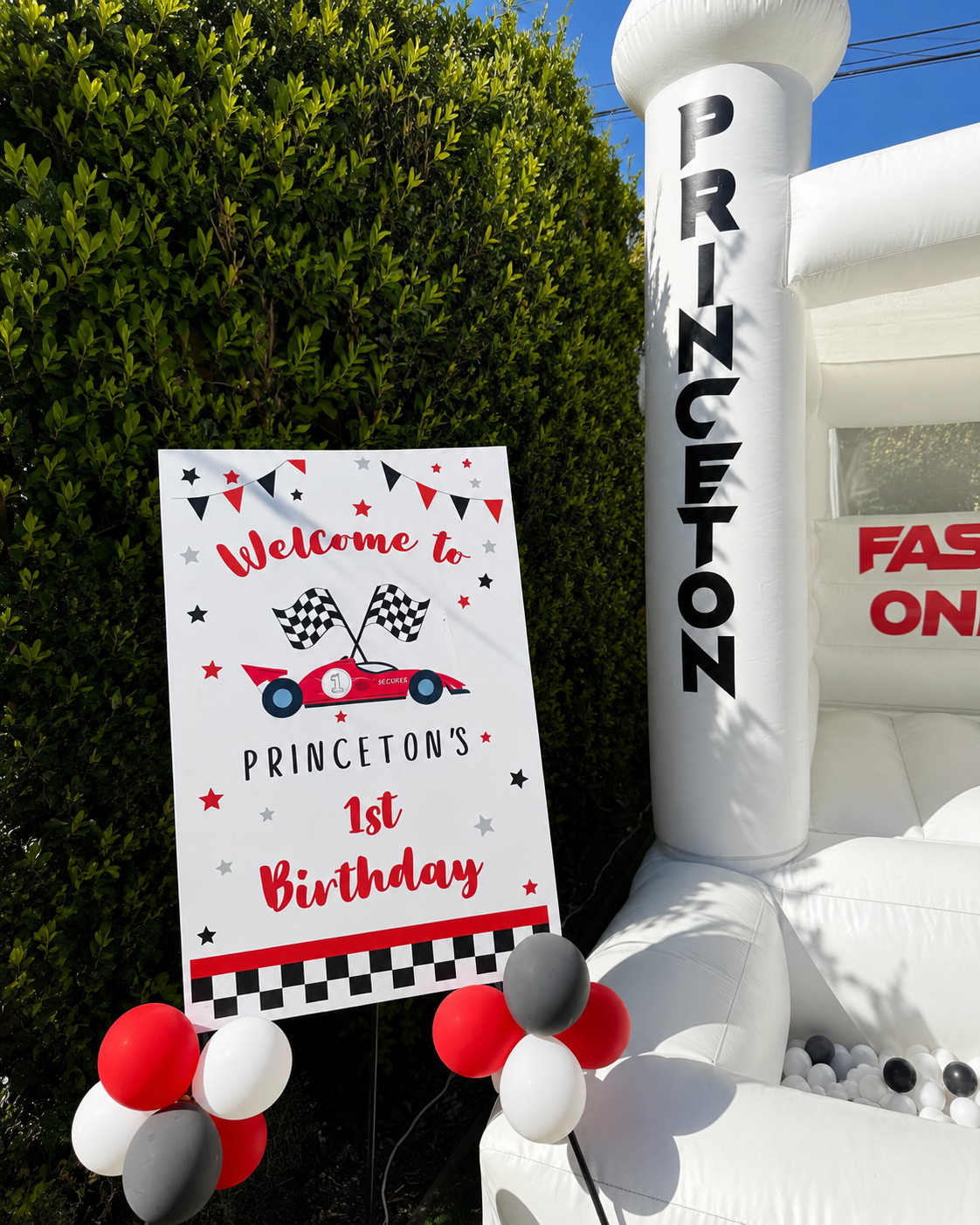 Race 1 themed welcome sign