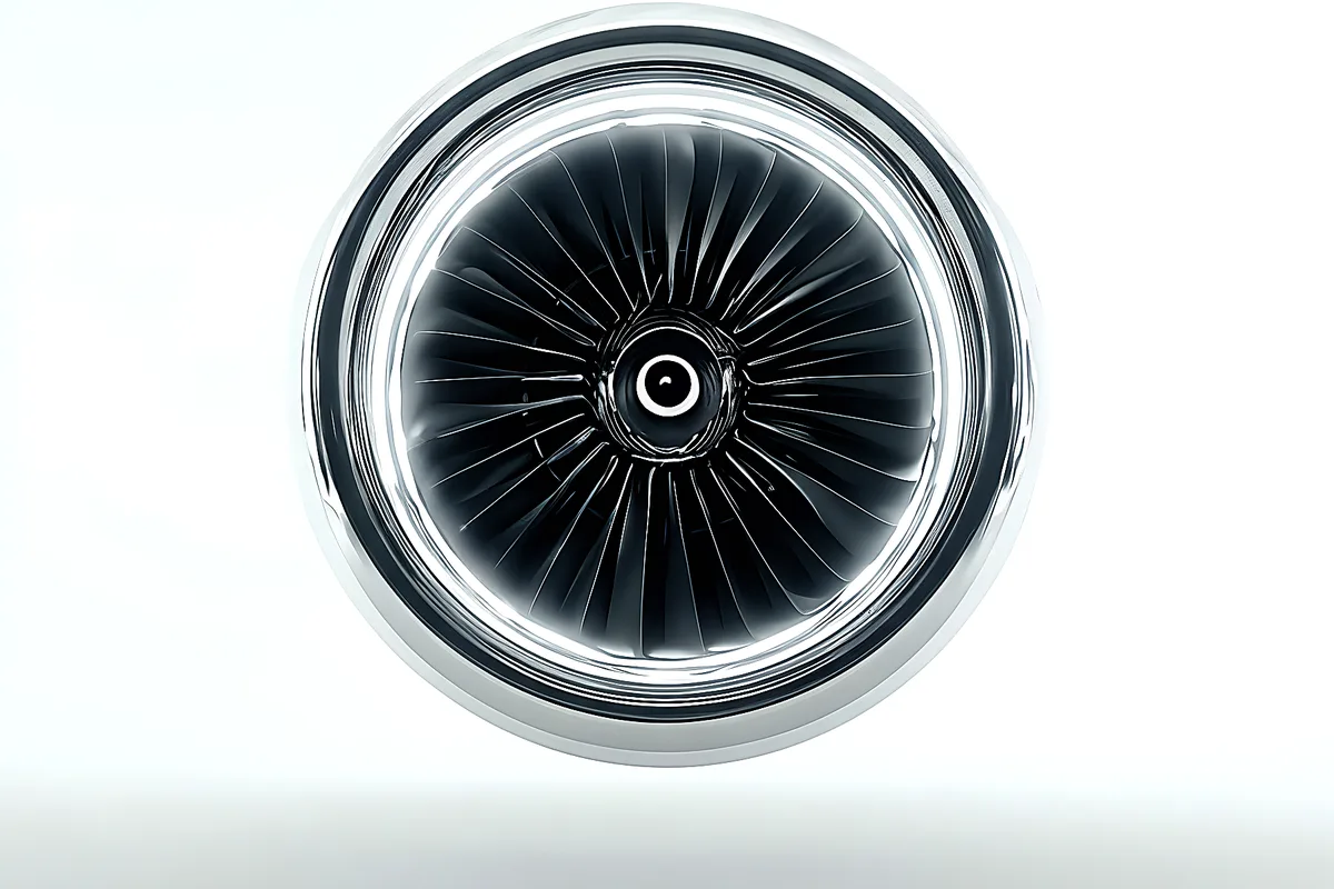 Jet engine turbine viewed head on, representing the moving parts inside an automated Google Ads campaign