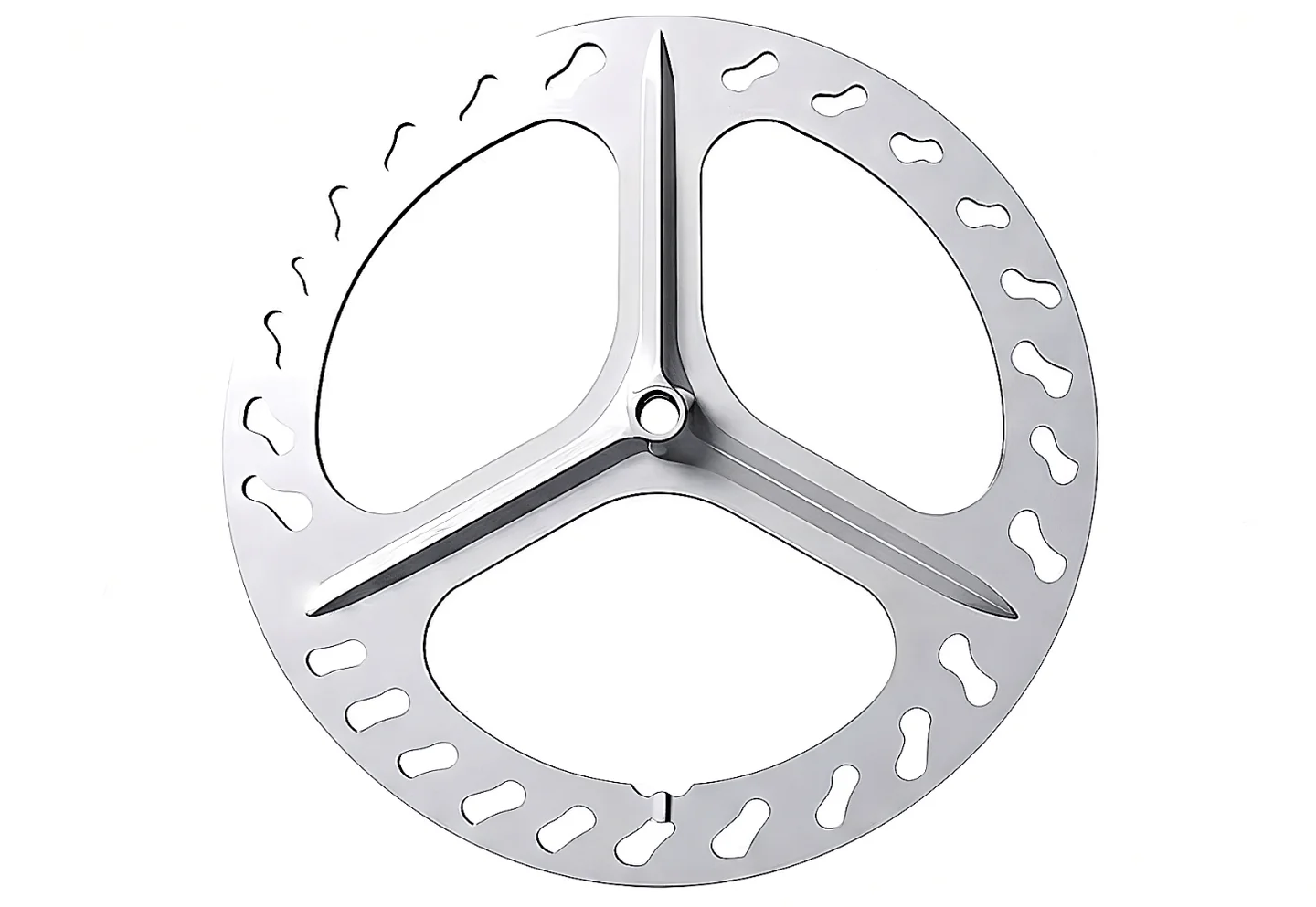 Precision-machined disc on a white background