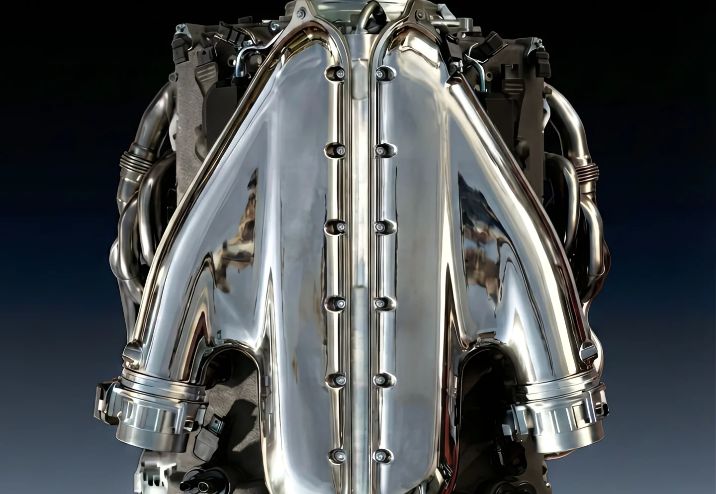 Chrome engine block with intake runners