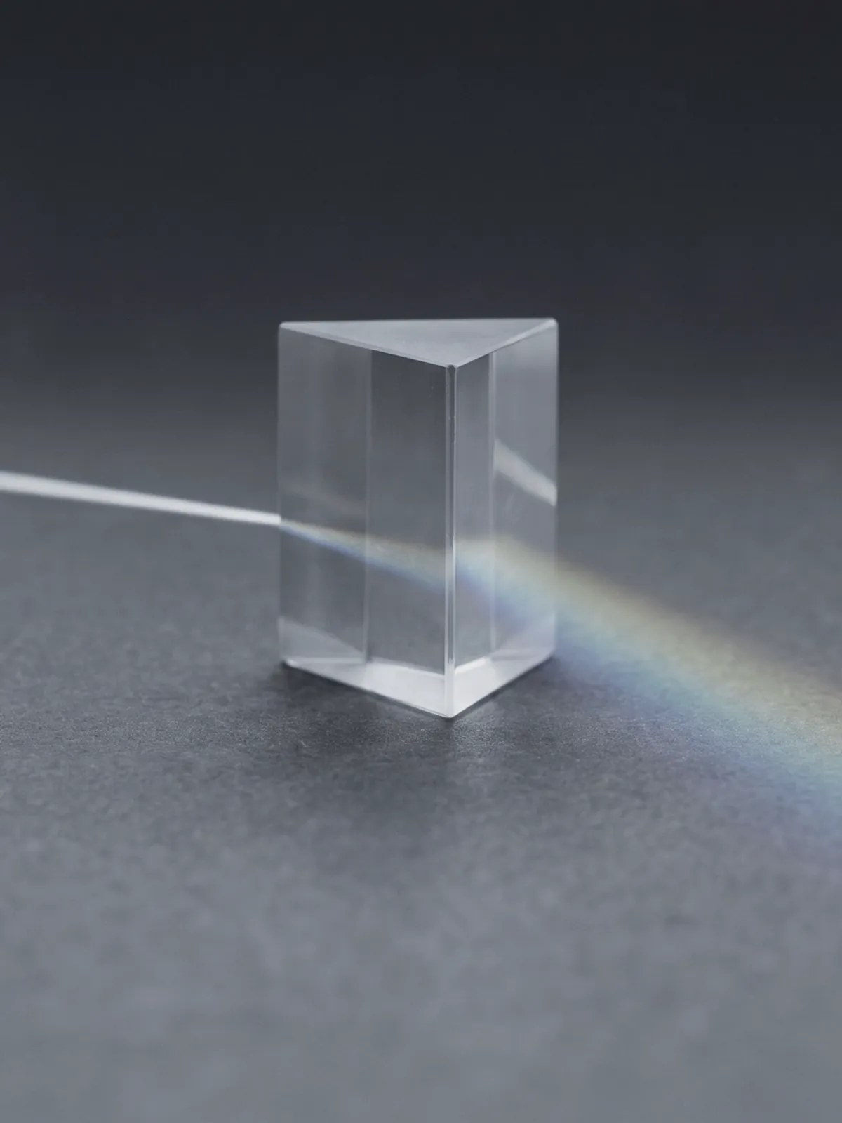 A glass prism catching a beam of light