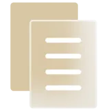 Icône de deux feuilles de papier superposées, l'une beige et l'autre blanche avec des lignes horizontales.