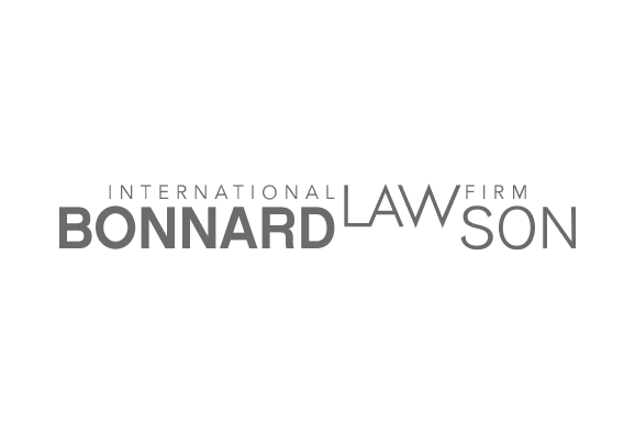 Logo Bonnard Lawson avec texte gris et ligne horizontale en dessous.